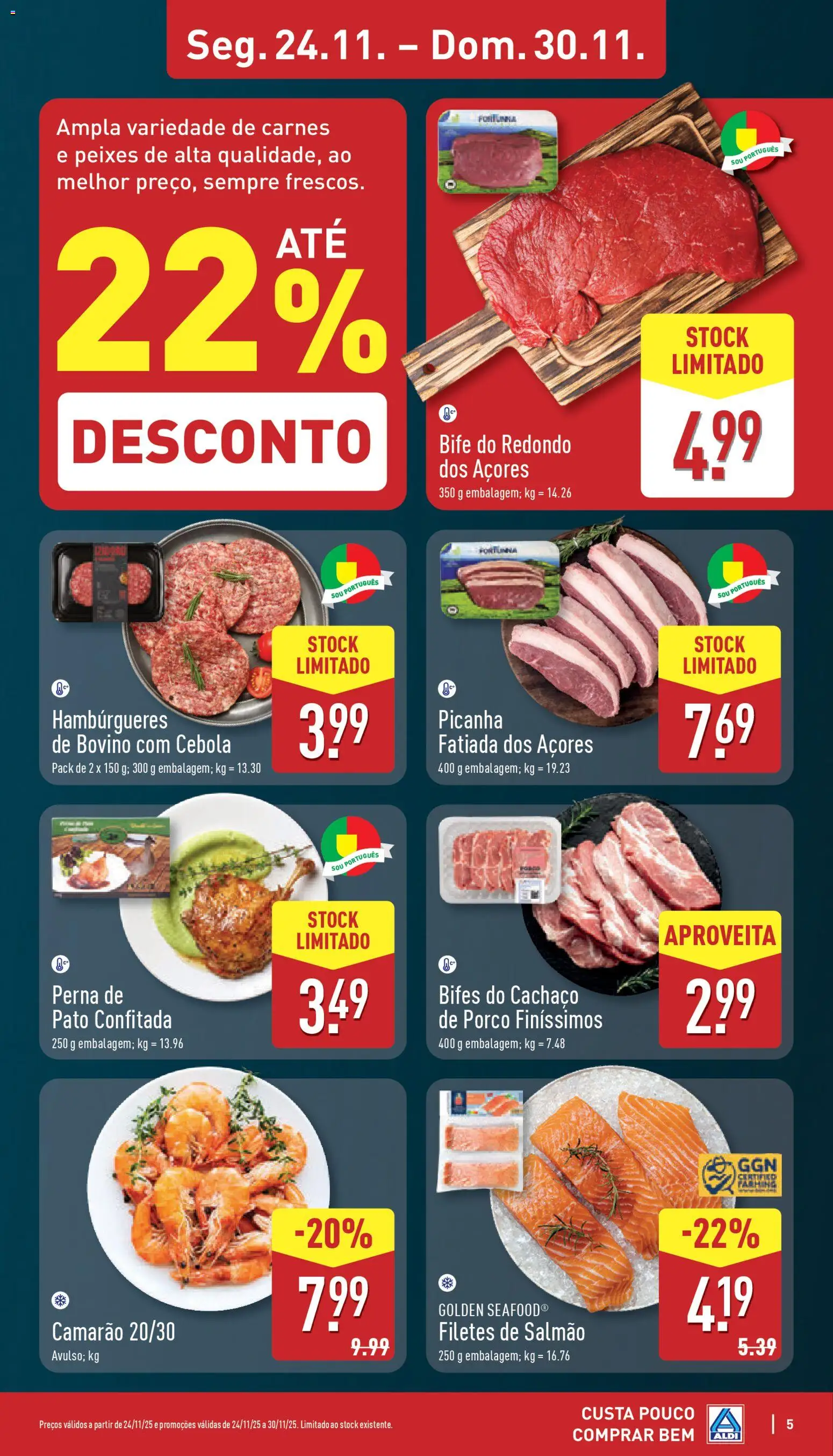 Aldi folheto │ válido de 24.11.2025 | Página: 5 | Produtos: Camarão, Cebola, Salmão