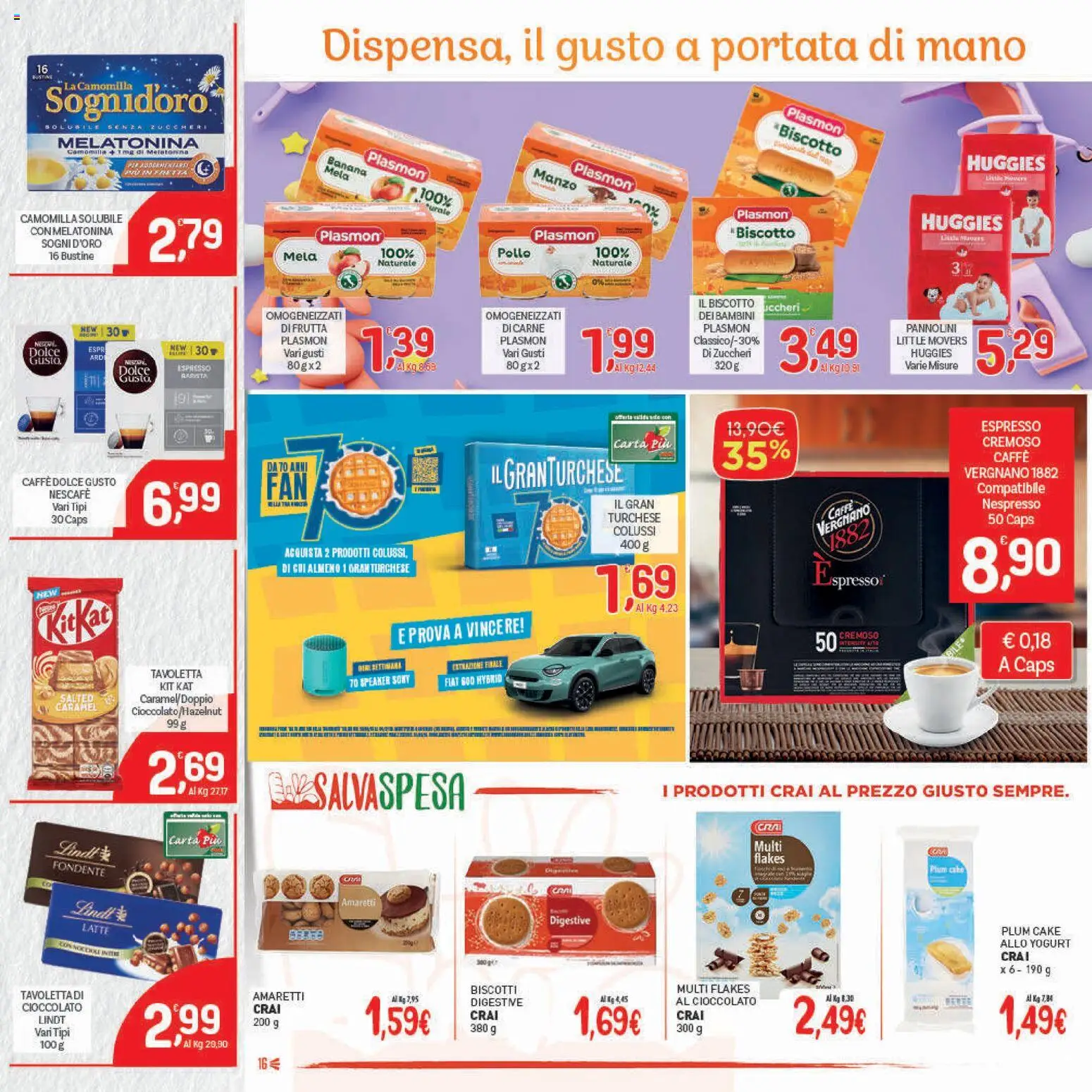 Volantino CRAI del 30.10.2025 | Pagina: 16 | Prodotti: Pannolini, Caffè, Pollo, Frutta