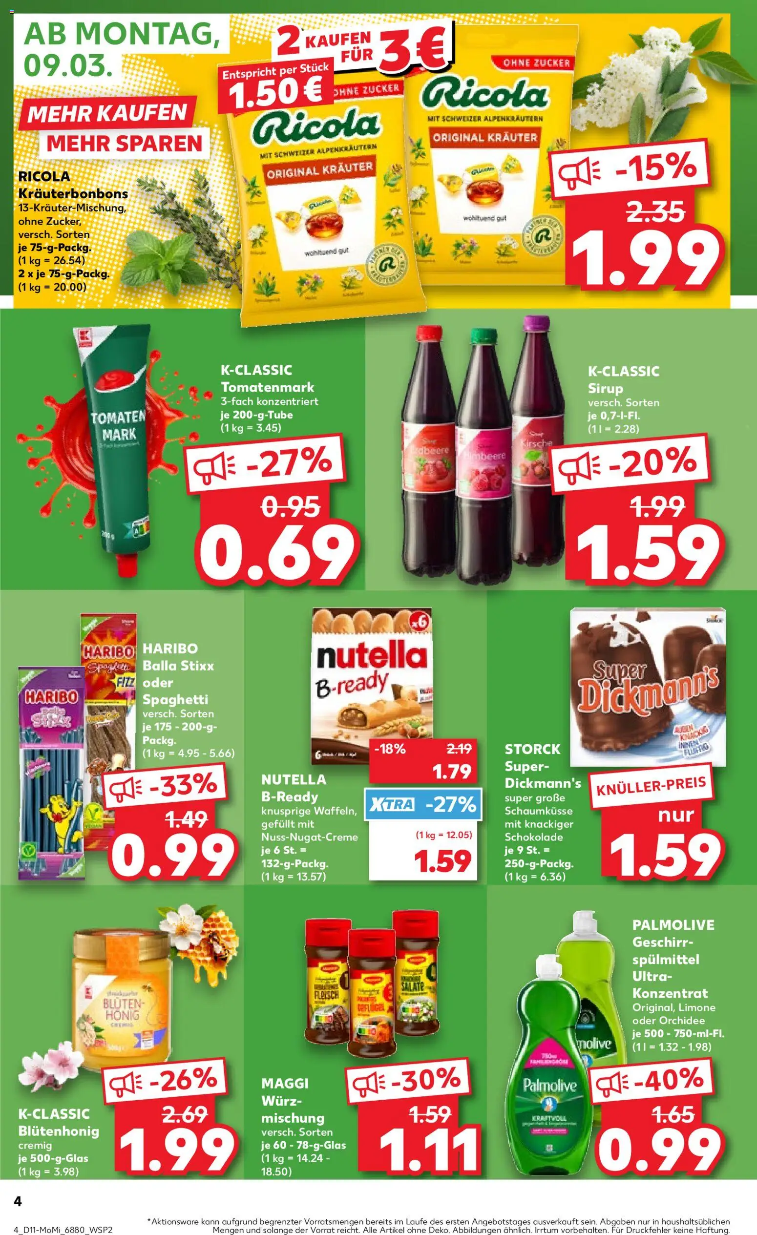 Kaufland Prospekt Völklingen	 – gültig ab 09.03.2026 | Seite: 4 | Produkte: Schokolade, Orchidee, Sirup, Nutella