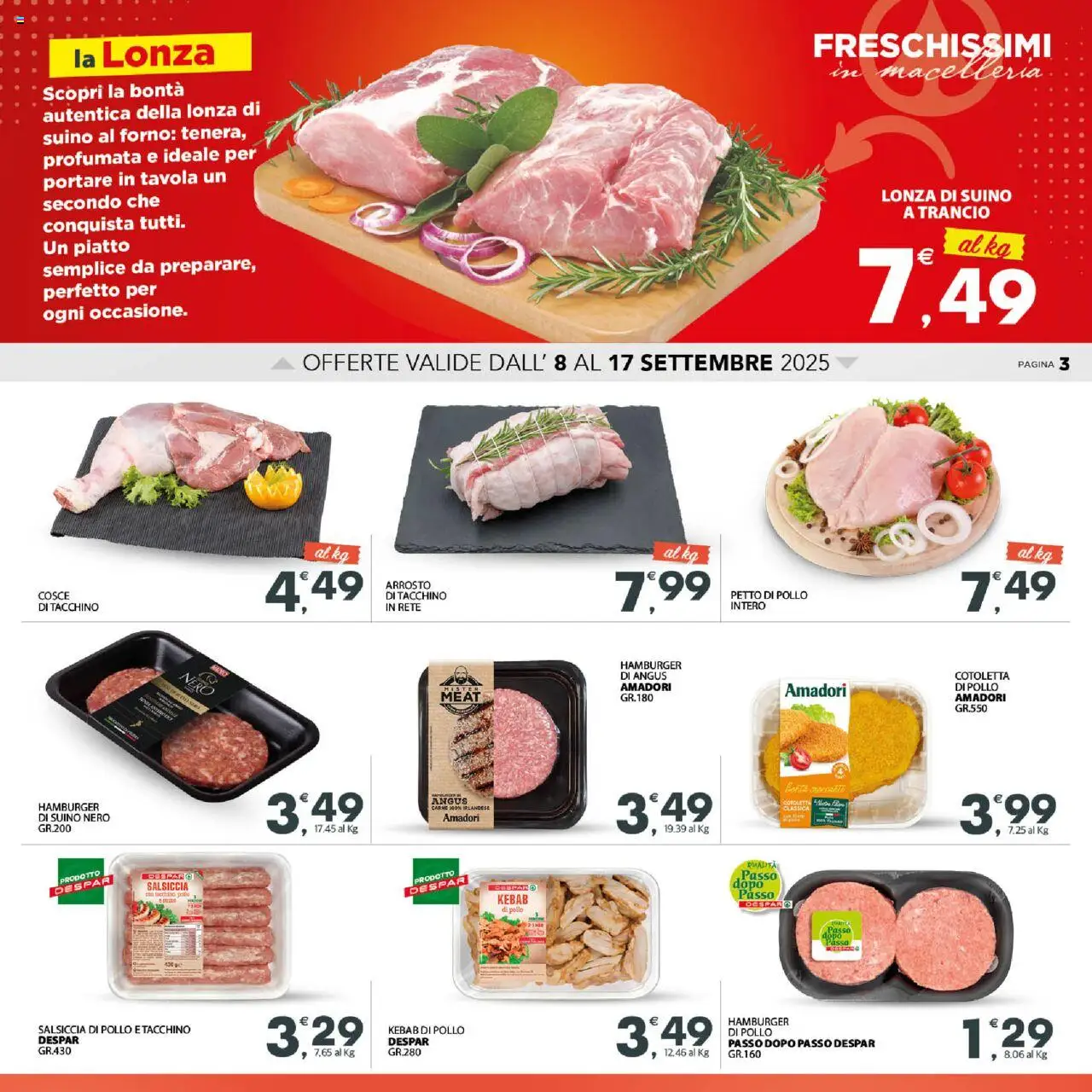 Volantino Eurospar del 08.09.2025 | Pagina: 3 | Prodotti: Petto di Pollo, Arrosto, Pollo, Piatto