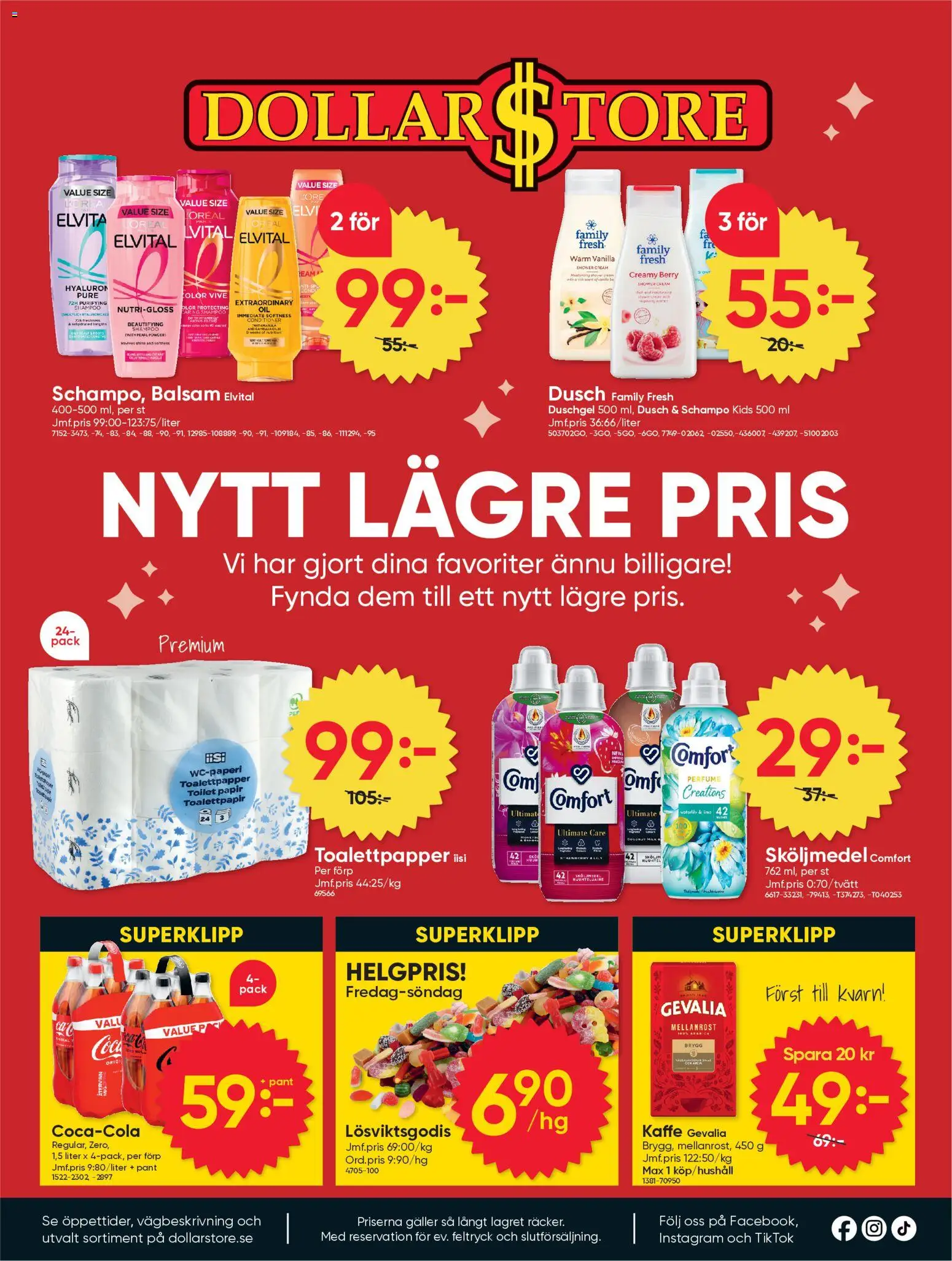 Dollar Store reklamblad aktuell från 23.02.2026 | Sida: 16 | Produkter: Kvarn, Schampo, Toalettpapper, Kaffe