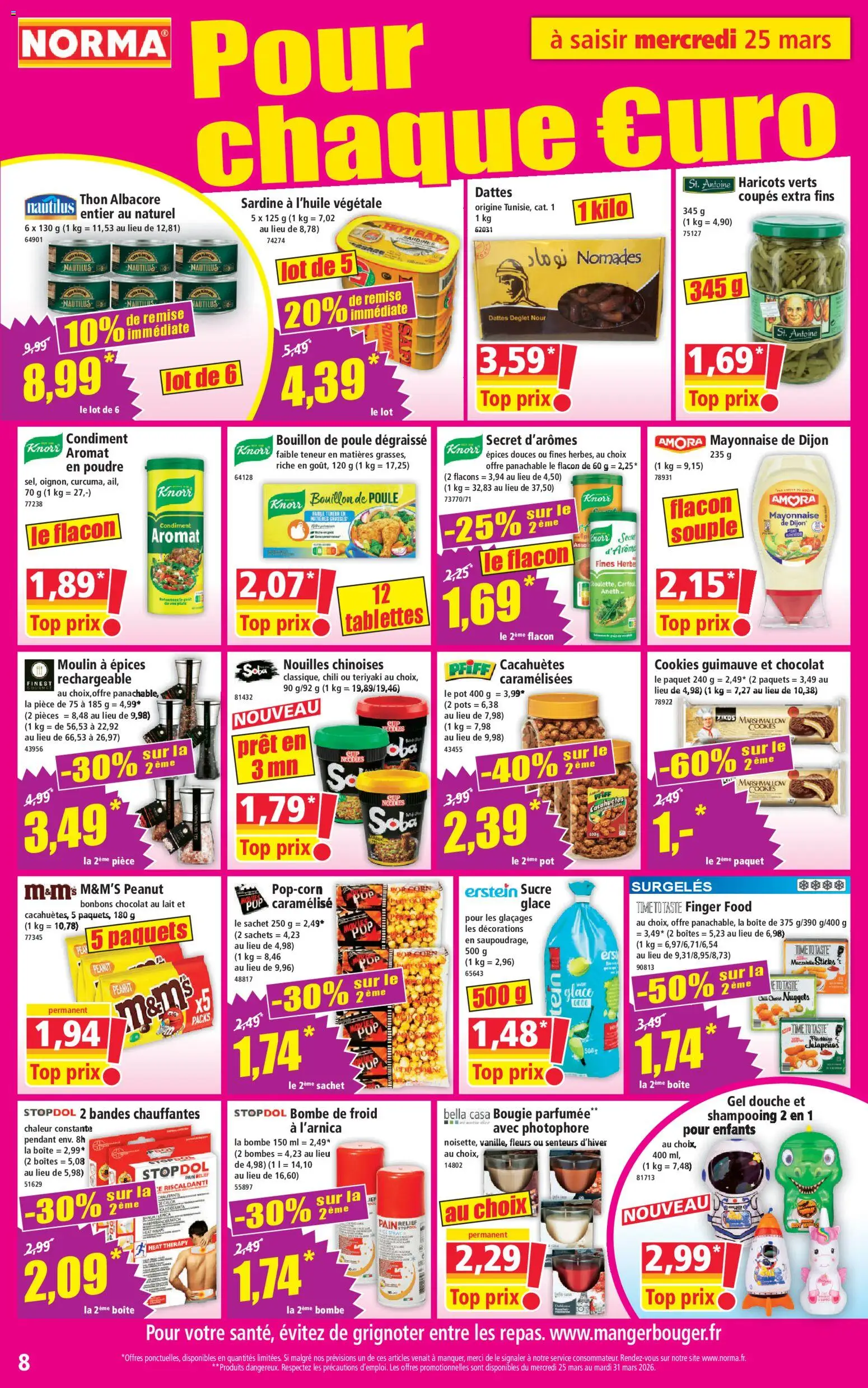 {H1} | Page: 8 | Produits: Shampooing, Nouilles chinoises, Thon, Chocolat