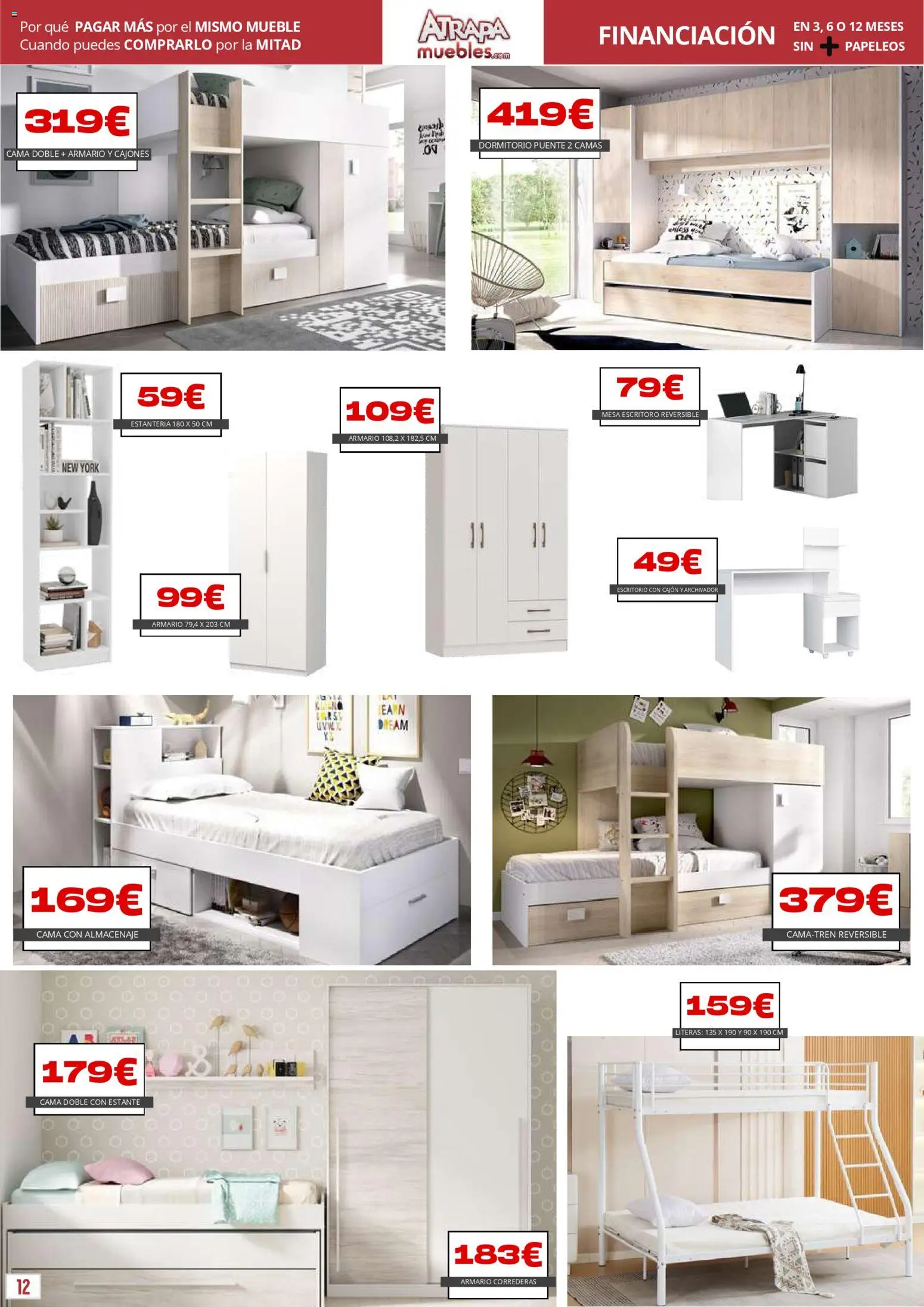 Atrapa Muebles - folleto │ válido desde el 01.01.2026 | Página: 12 | Productos: Archivador, Cama, Estante, Armario