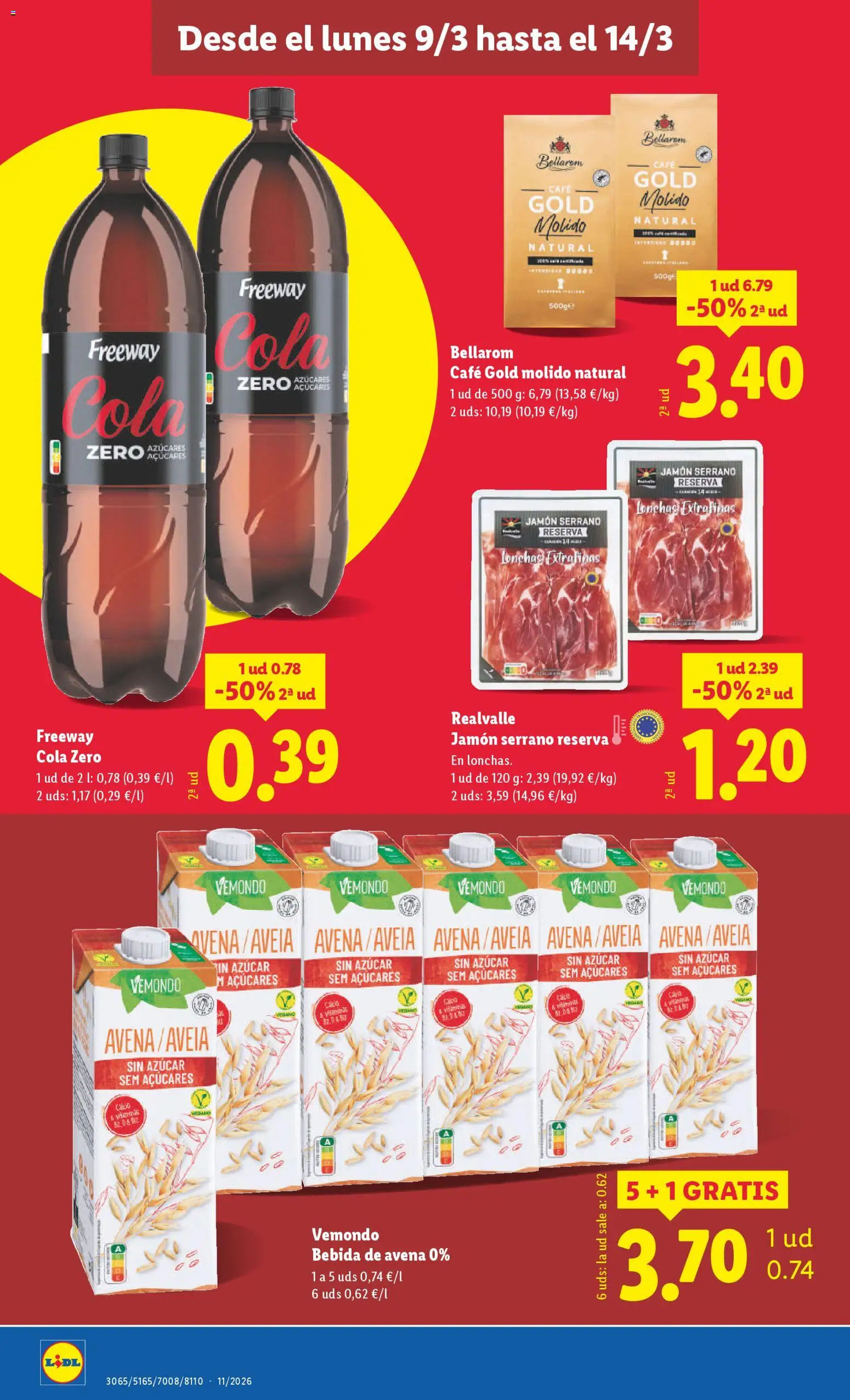 Lidl Zafra │ válido desde el 09.03.2026 | Página: 4 | Productos: Jamón serrano, Café, Jamón, Bebida de avena