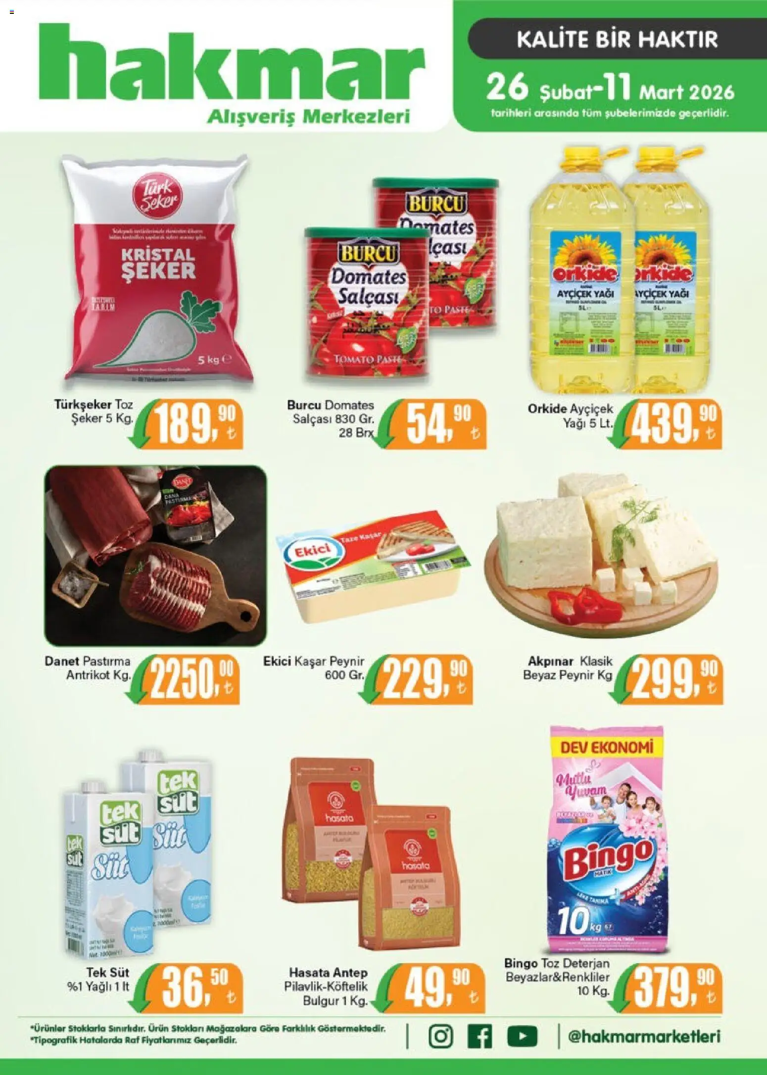 Hakmar Katalog - 26.02.2026 tarihinden itibaren geçerlidir | Sayfa: 1 | Ürünler: Raf, Süt, Peynir, Deterjan