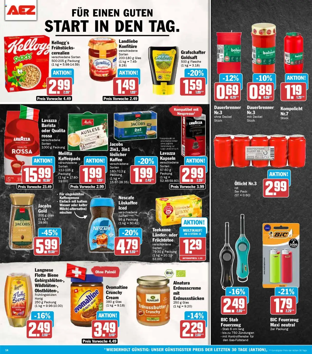 AEZ Prospekt 	 – gültig ab 20.10.2025 | Seite: 14 | Produkte: Ovomaltine, Lavazza, Nescafe, Teekanne