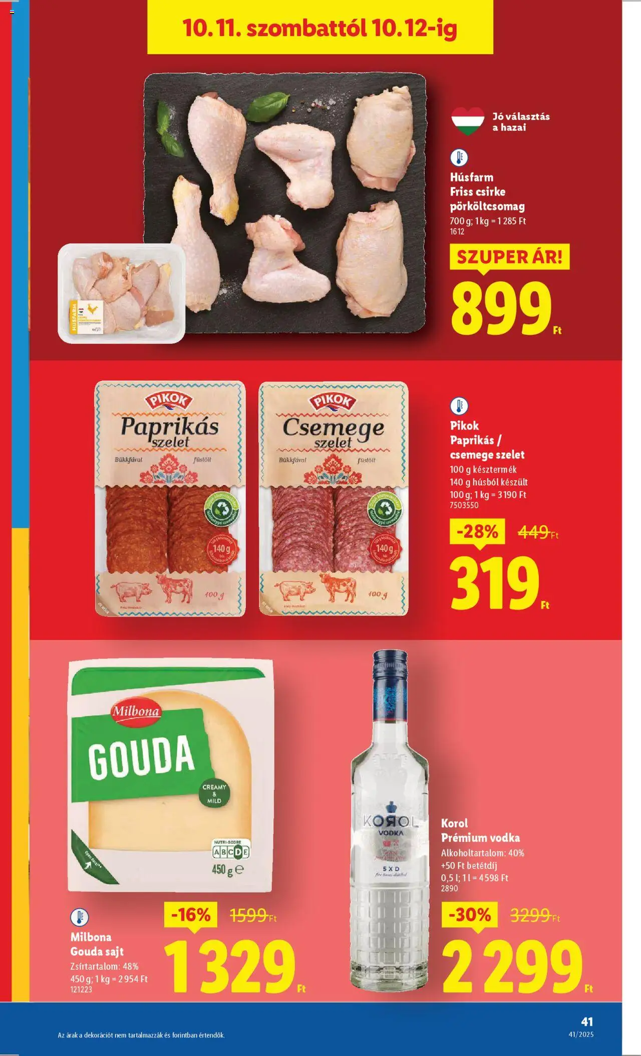 Lidl akciós ujság - amely érvényes a következő dátumtól: 09.10.2025 | Oldal: 41 | Termékek: Gouda, Sajt, Vodka