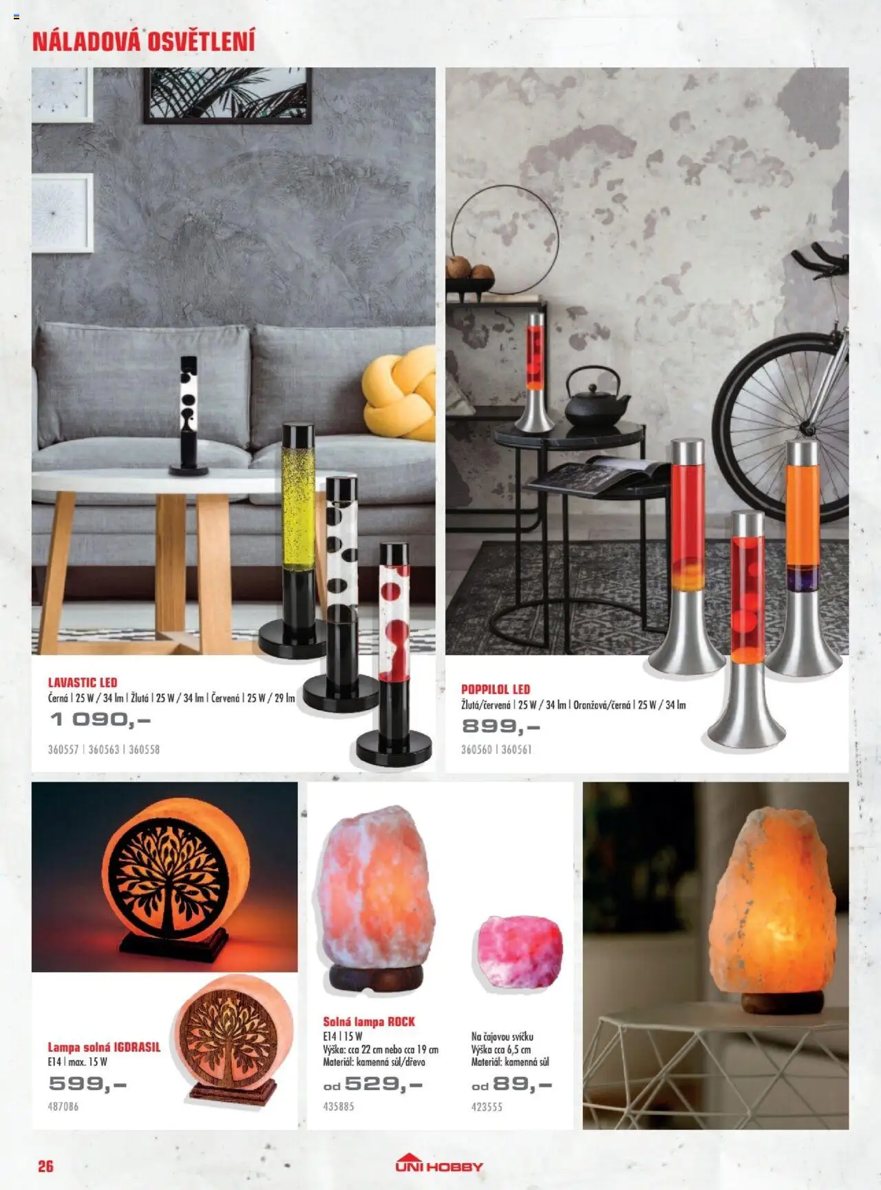 Uni Hobby katalog - Osvětlení od 03.10.2025 | Strana: 26 | Produkty: Solná lampa, Lampa, LED