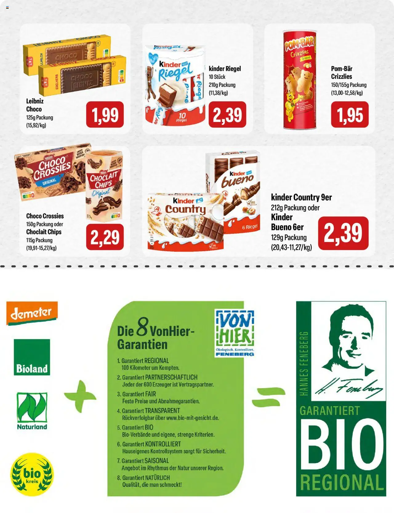 Feneberg Angebote – gültig ab 11.09.2025 | Seite: 14 | Produkte: Kinder riegel, Chips, Kinder country