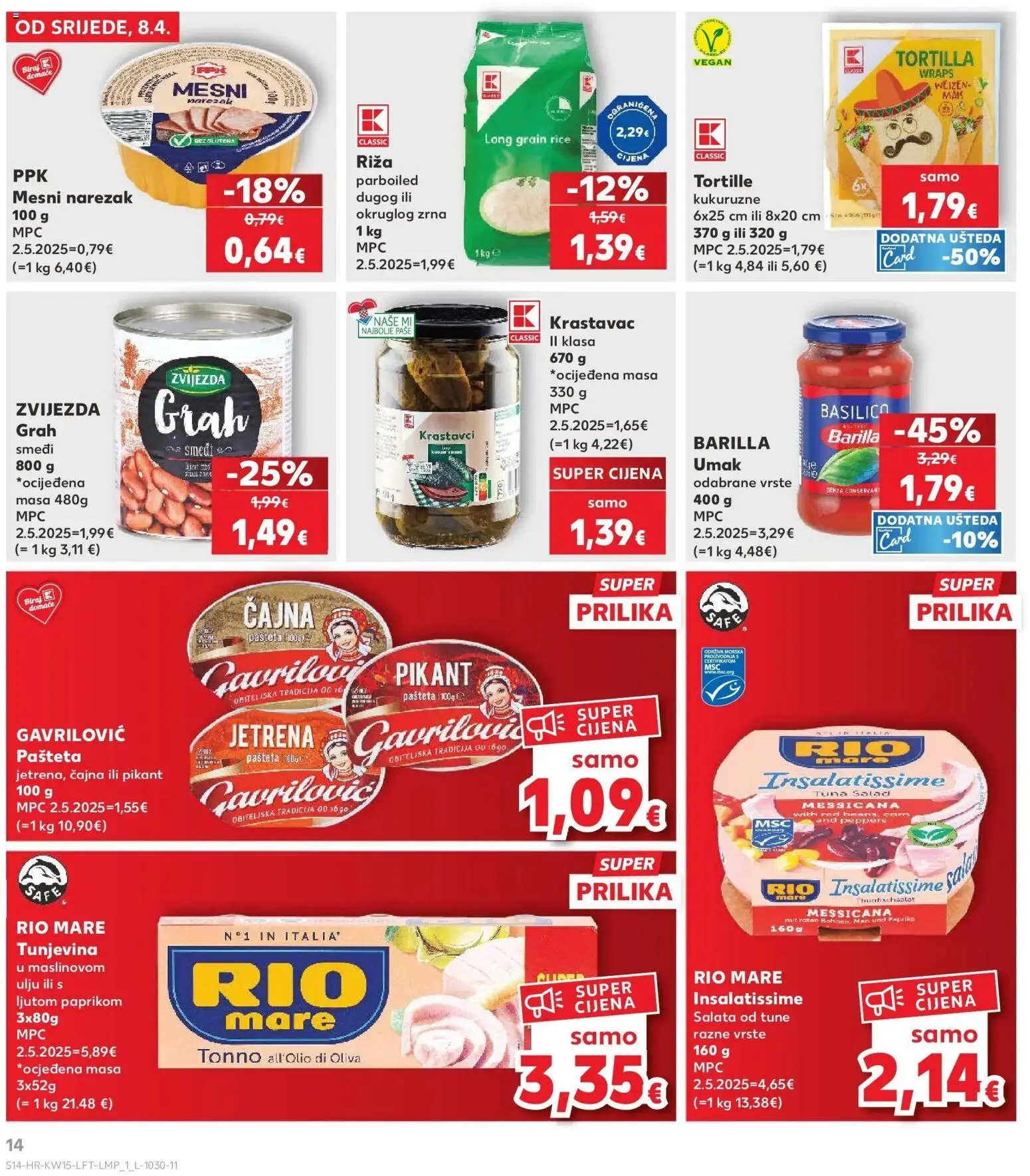 Kaufland katalog | vrijedi od 08.04.2026 | Stranica: 14 | Proizvodi: Narezak, Salata, Umak, Barilla