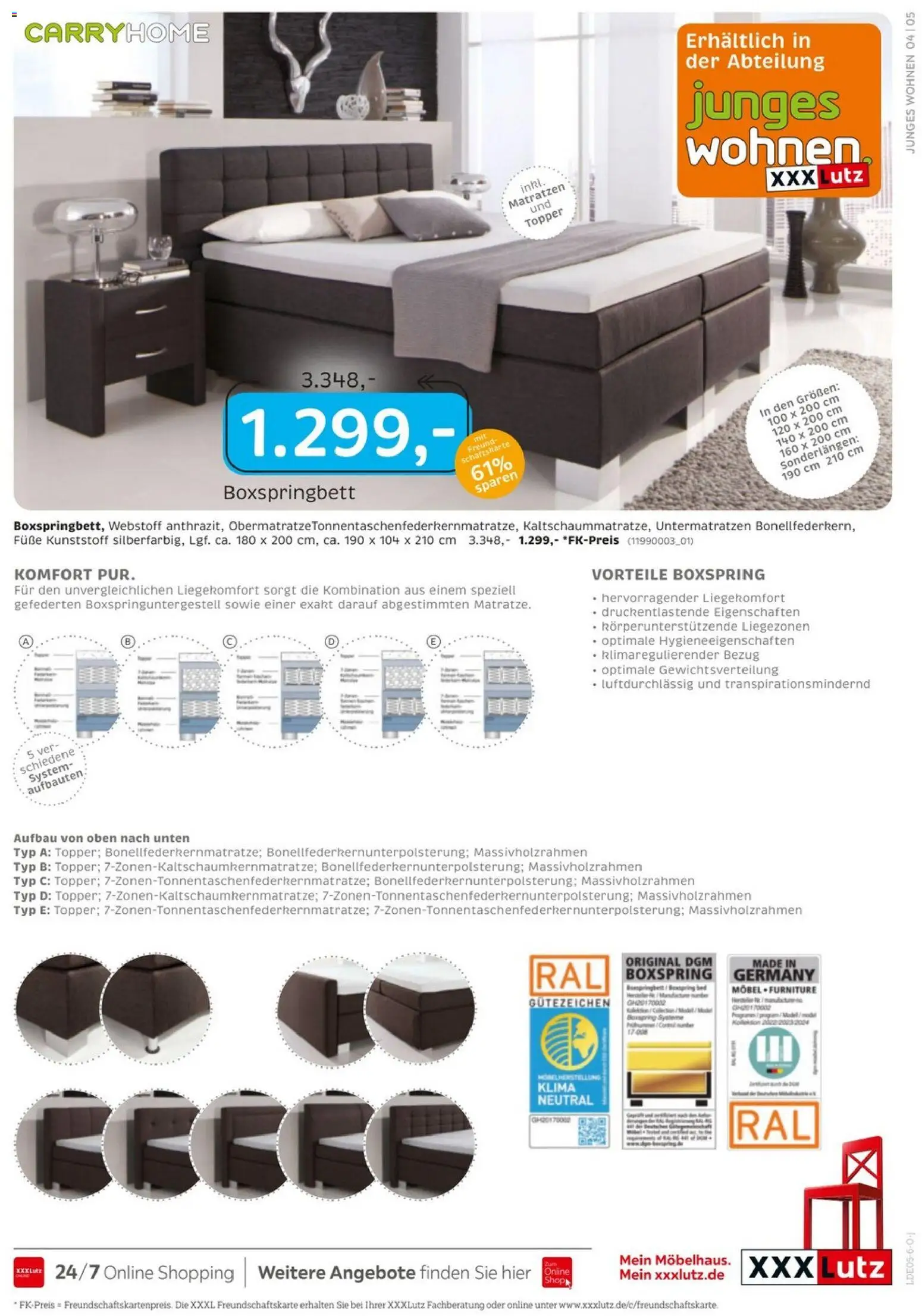 XXXLutz Junges Wohnen – gültig ab 25.04.2026 | Seite: 5 | Produkte: Boxspringbett, Topper