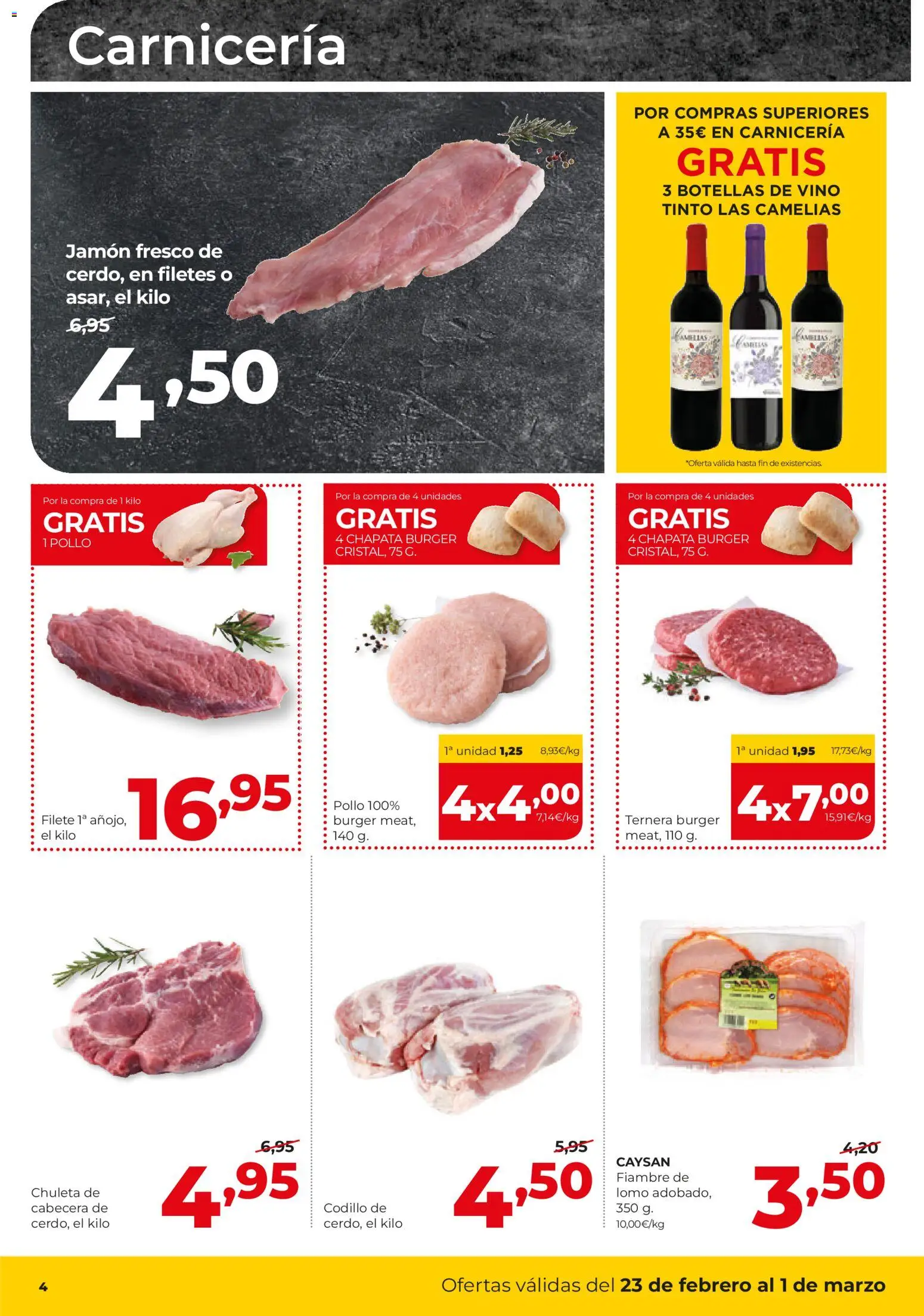 Alimerka folleto Castilla y León │ válido desde el 23.02.2026 | Página: 4 | Productos: Jamón, Vino, Filete