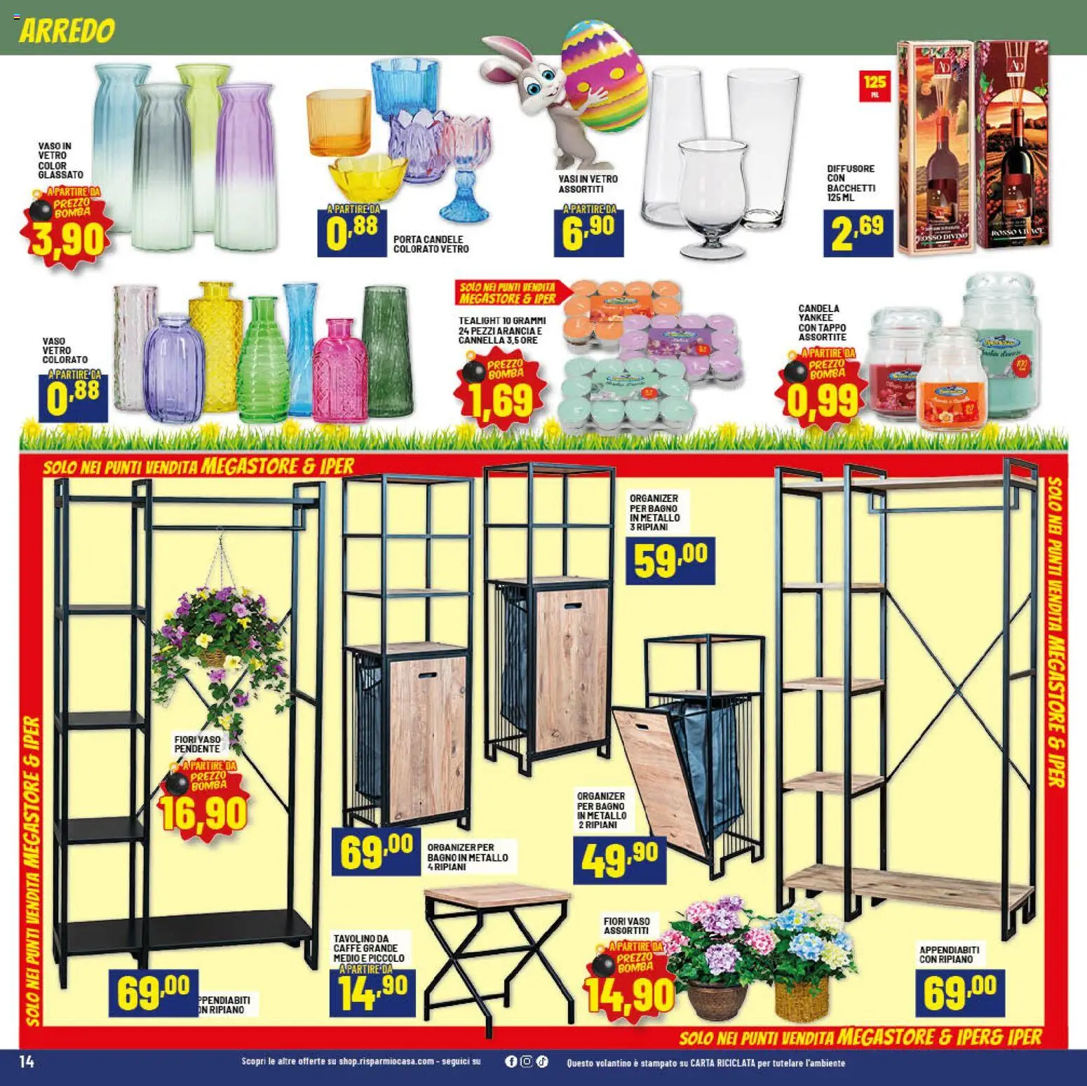 Volantino RisparmioCasa del 26.03.2026 | Pagina: 14 | Prodotti: Arancia, Bagno, Candela, Vaso