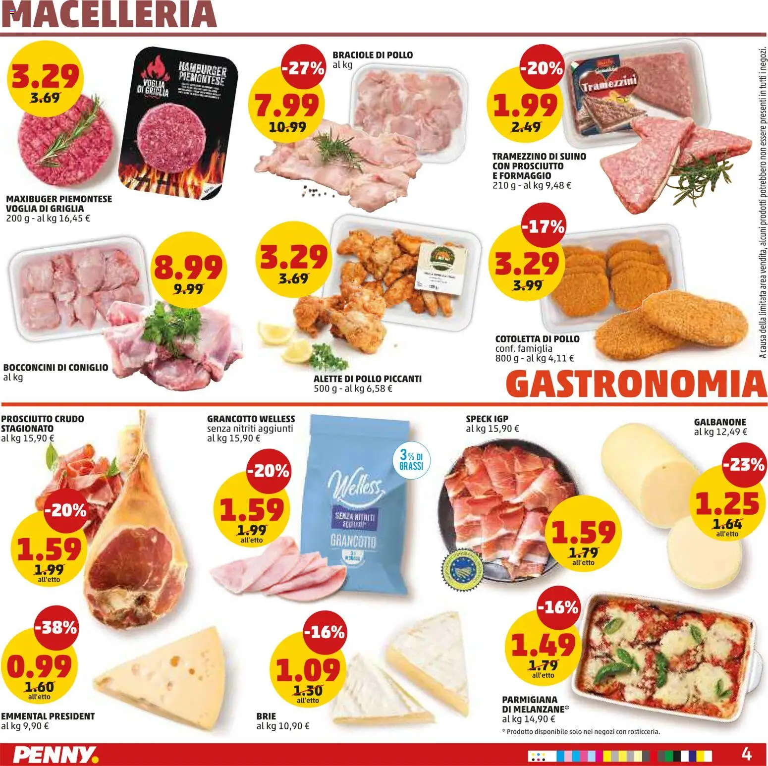 Volantino PENNY del 12.03.2026 | Pagina: 4 | Prodotti: Prosciutto Crudo, Formaggio, Griglia, Hamburger