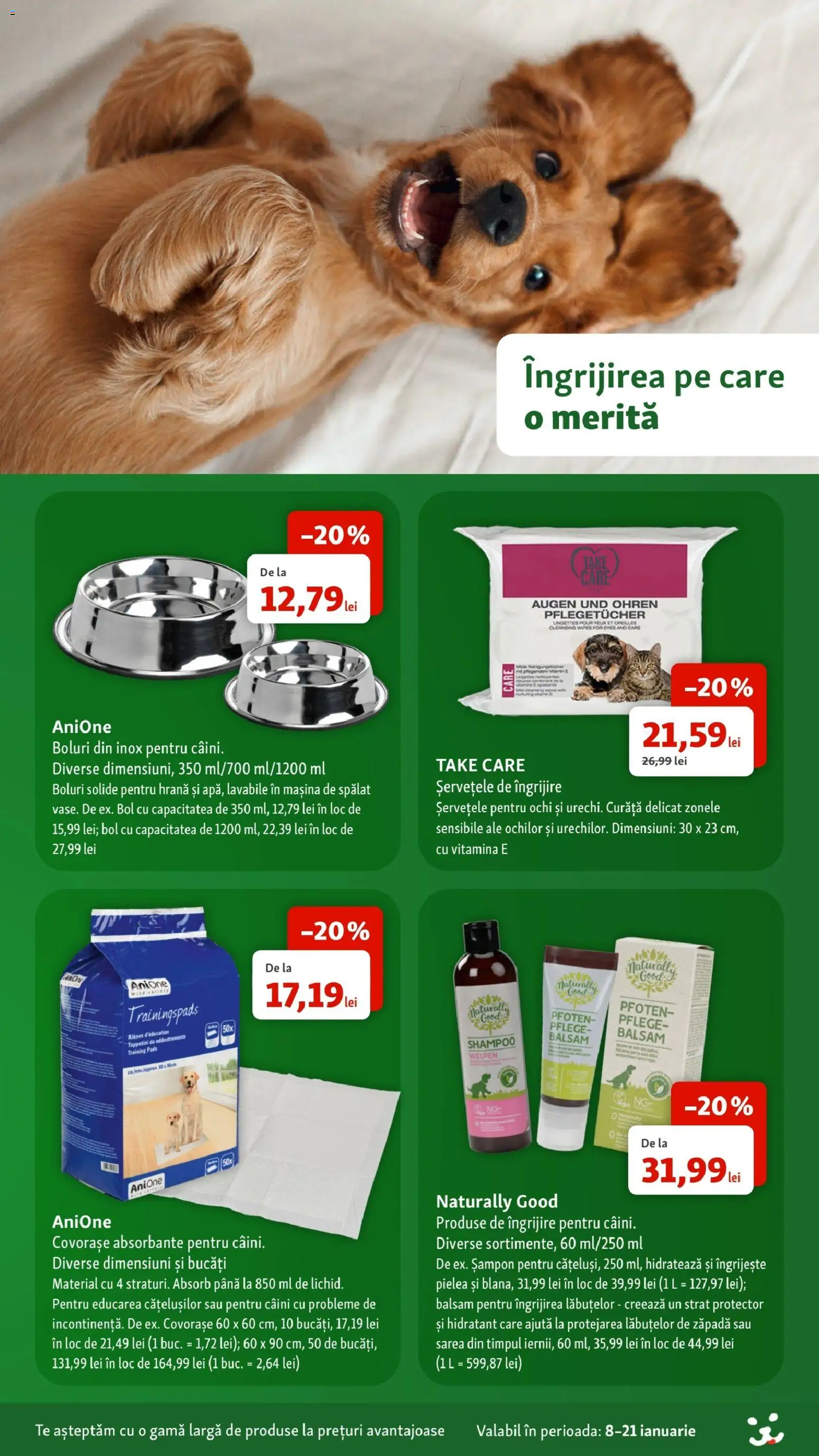 Noul catalog Fressnapf – valabil de la 08.01.2026 | Pagină: 8 | Produse: Bol, Șampon, Balsam, Absorbante