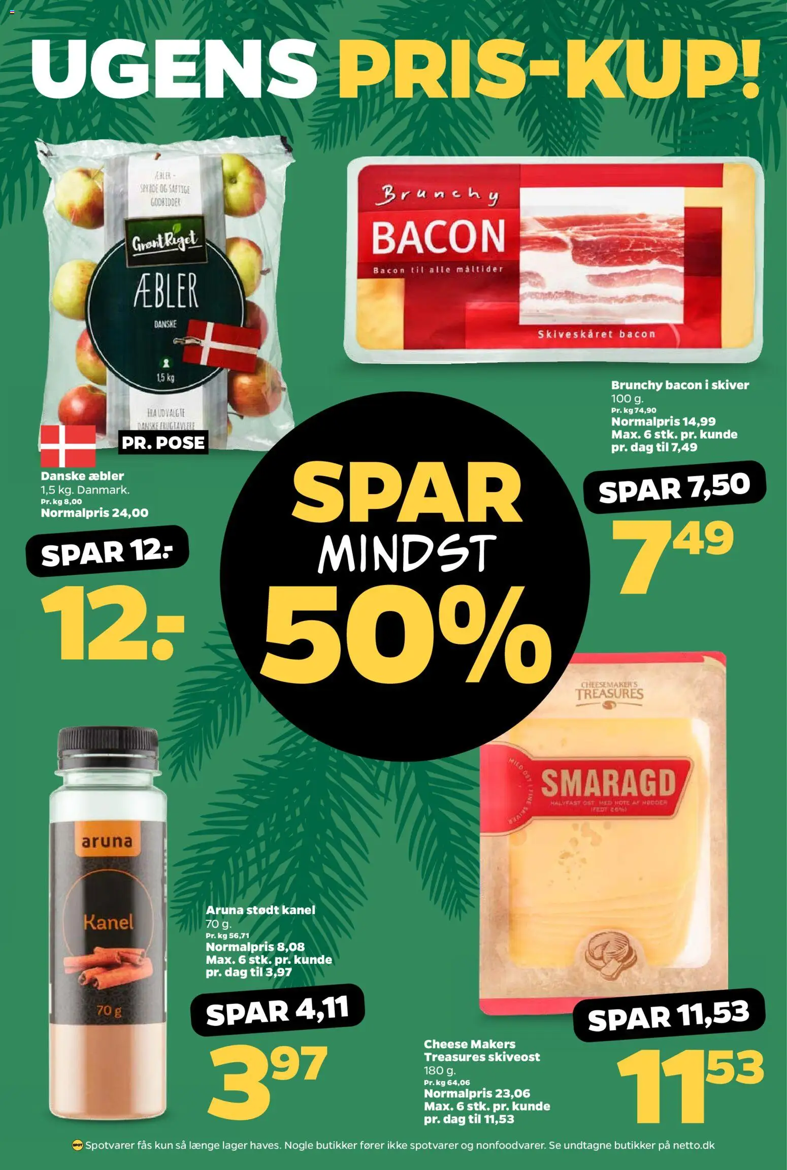 Netto tilbudsavis – gyldig fra 22.11.2025 | Side: 18 | Produkter: Æbler, Kanel, Skiveost, Bacon
