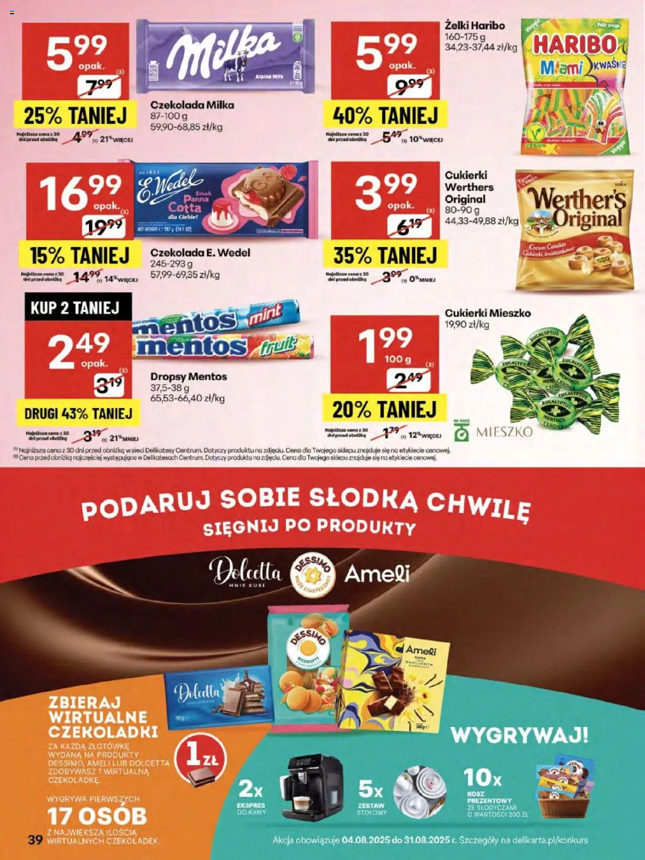 Delikatesy Centrum Gazetka - Sklepy Własne od 14.08.2025 | Strona: 39 | Produkty: Czekolada milka, Żelki, Czekolada, Cukierki