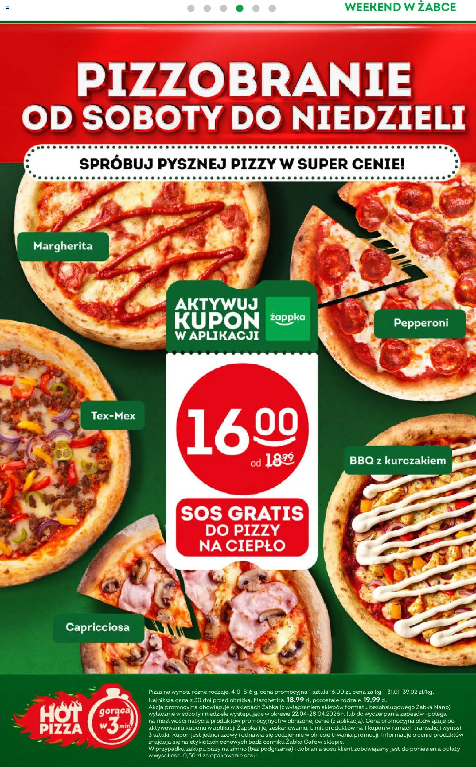Żabka gazetka - Weekendowe promocje od 24.04.2026 | Strona: 5 | Produkty: Pizza, Sos