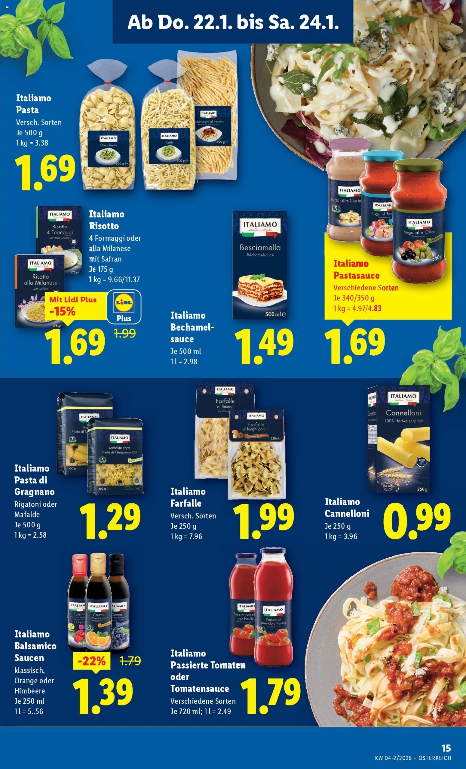 Lidl Flugblatt gültig ab 22.01.2026 | Seite: 19 | Produkte: Pasta, Zitrone, Himbeere, Tomaten