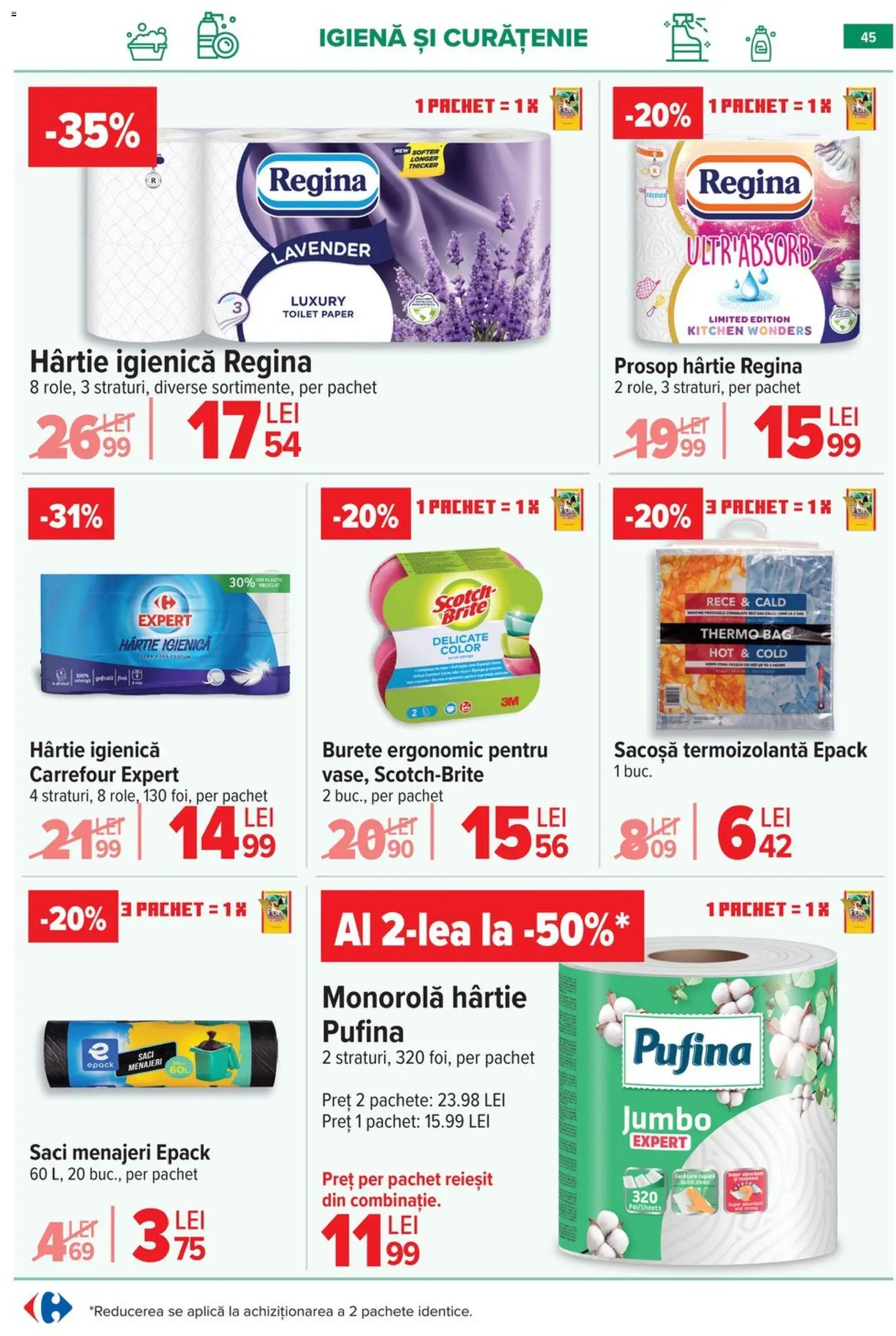 Noul catalog Carrefour – valabil de la 15.04.2026 | Pagină: 46 | Produse: Saci menajeri, Burete