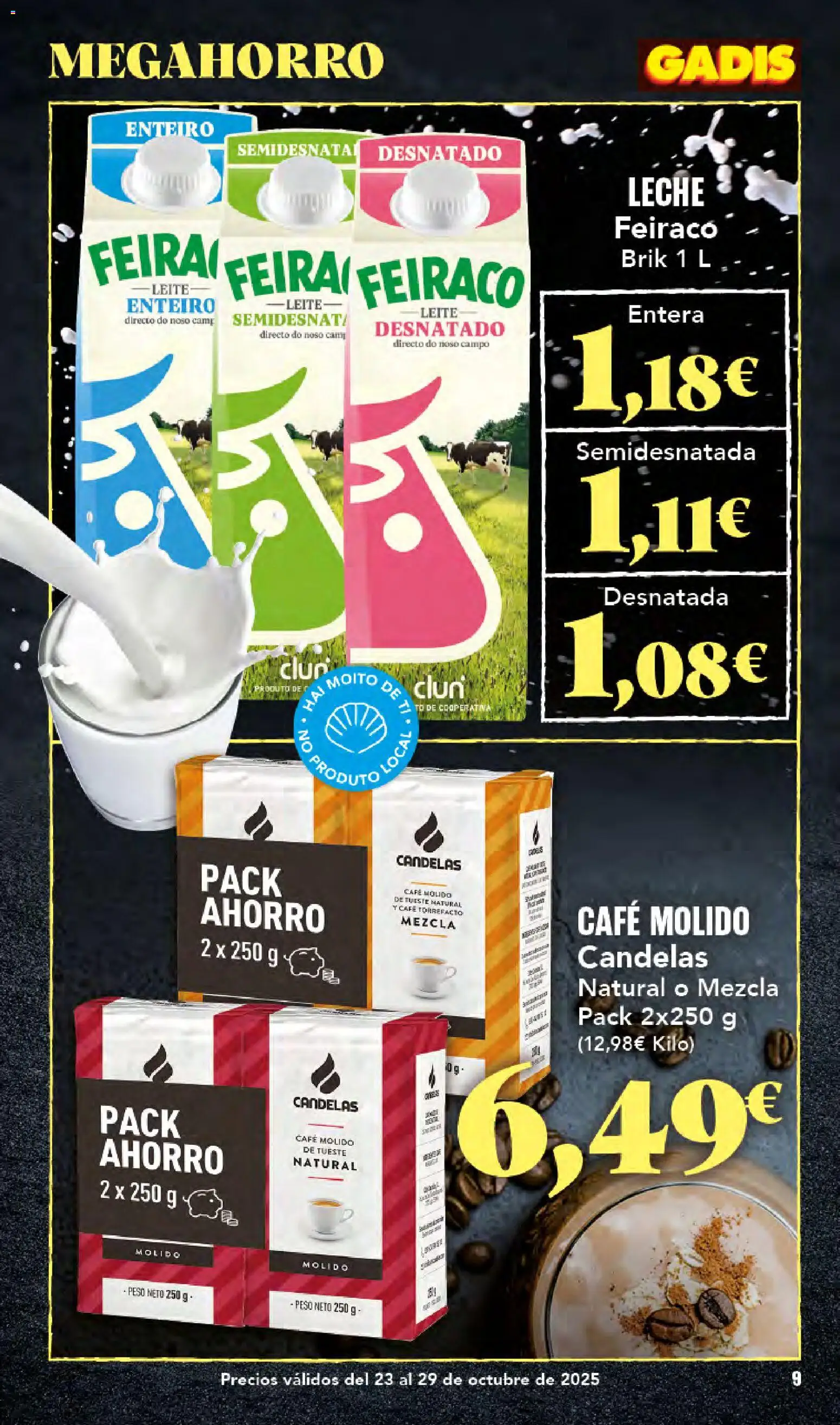 Gadis folleto │ válido desde el 23.10.2025 | Página: 9 | Productos: Leche, Café, Café molido, Peso
