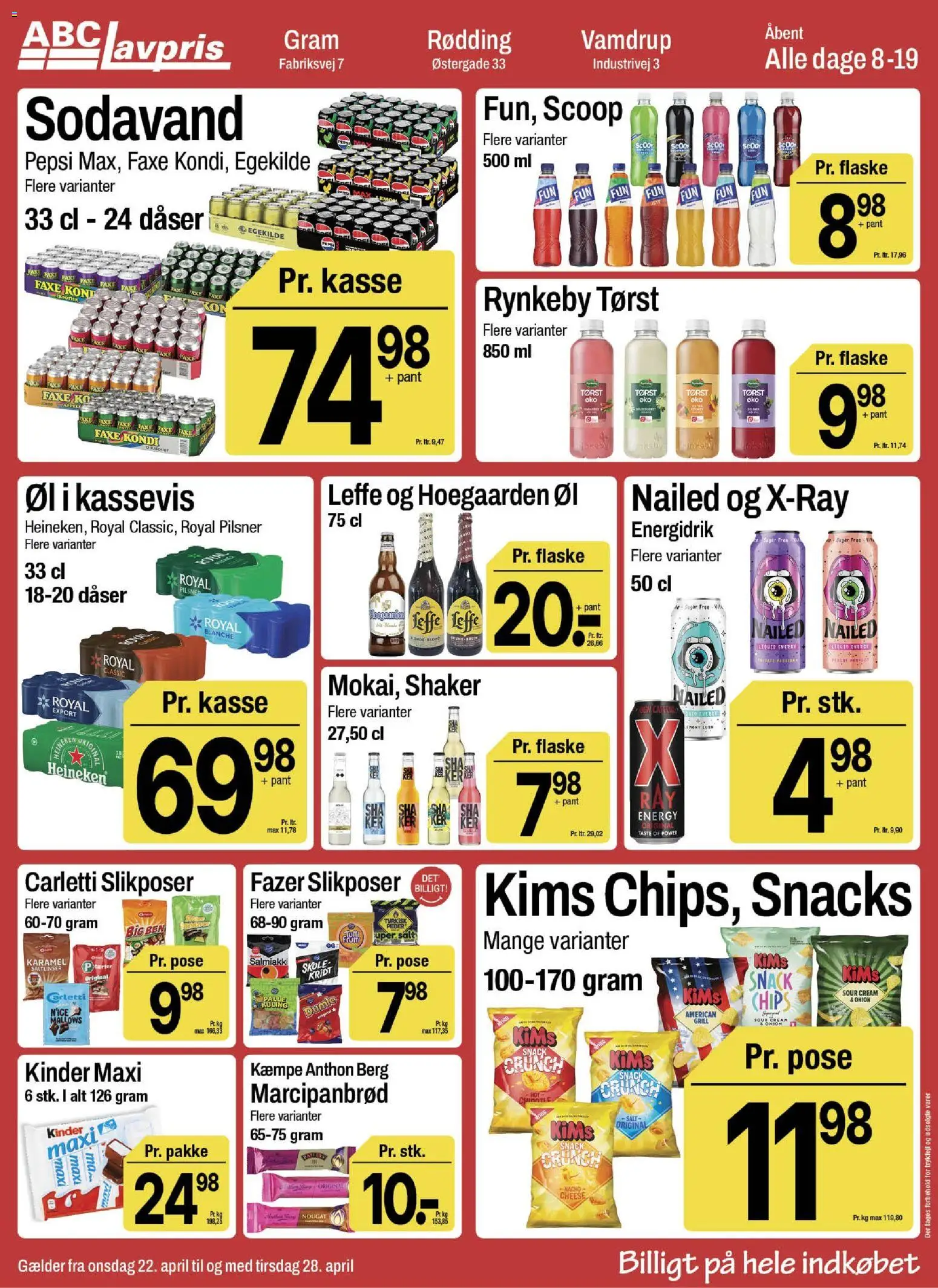 Abc Lavpris tilbudsavis – gyldig fra 22.04.2026 | Side: 9 | Produkter: Sodavand, Faxe Kondi, Marcipanbrød, Grill
