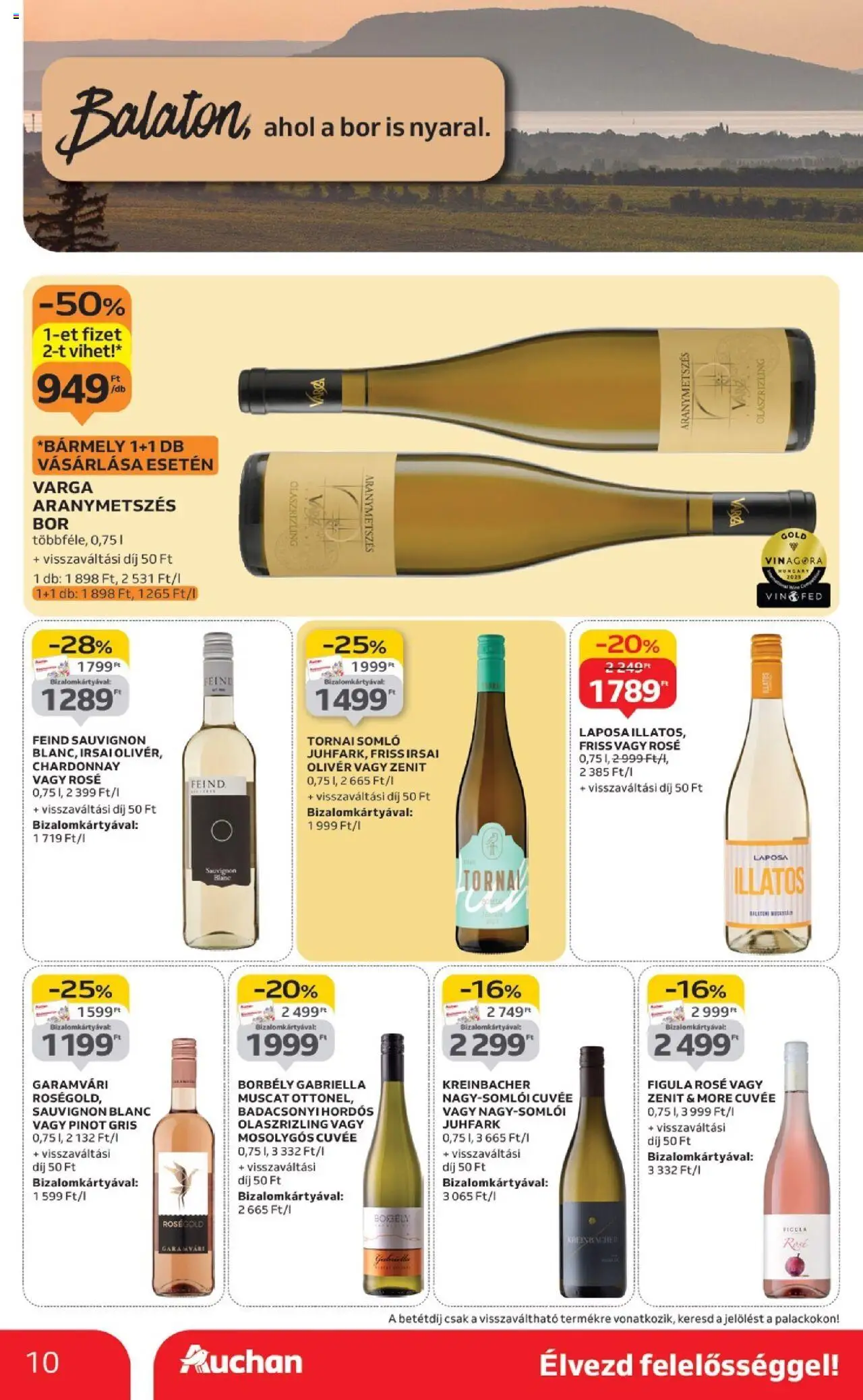 Auchan akciós ujság - amely érvényes a következő dátumtól: 02.10.2025 | Oldal: 10 | Termékek: Bor