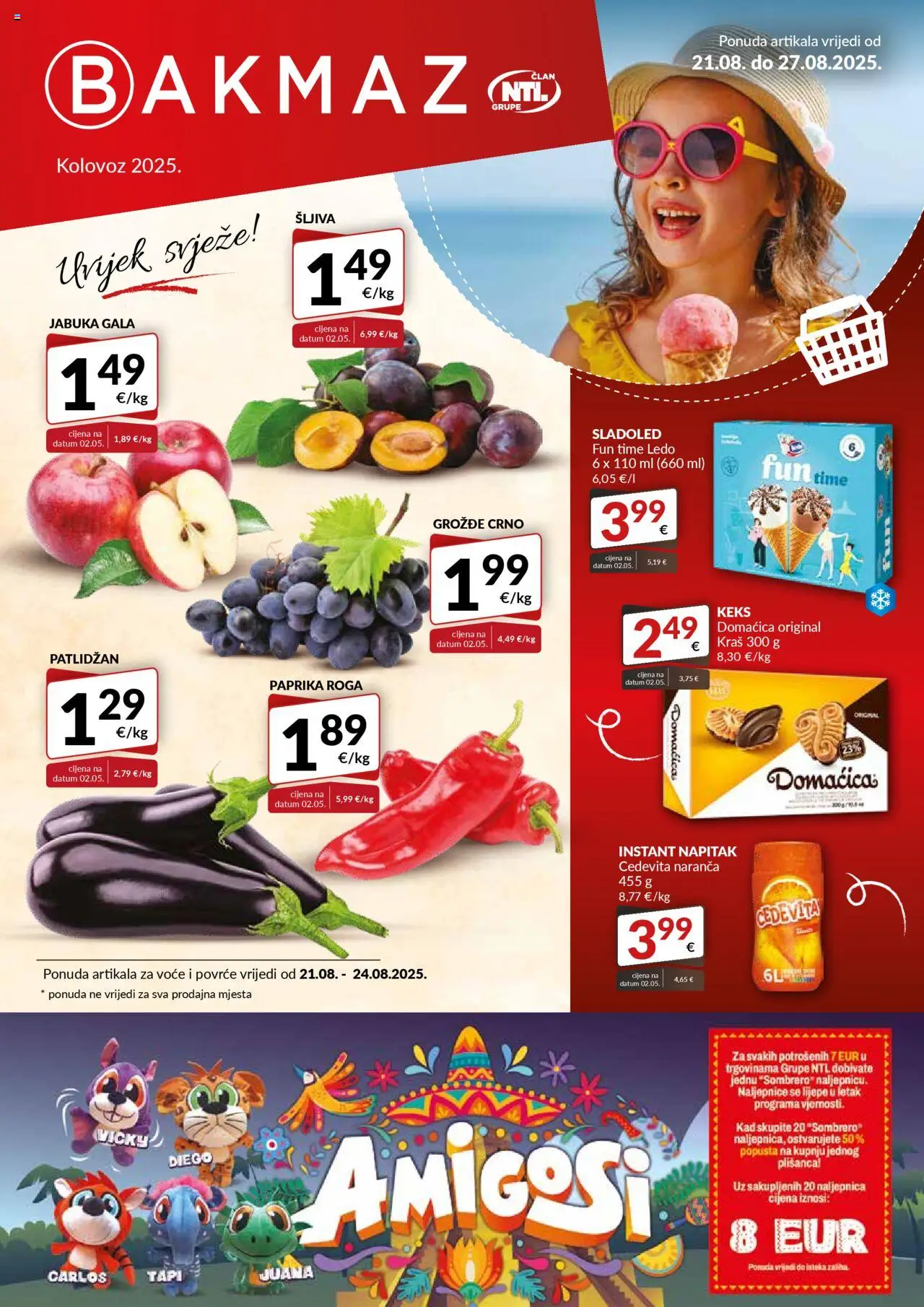 Bakmaz katalog | vrijedi od 18.08.2025 | Stranica: 1 | Proizvodi: Paprika, Sladoled, Voće, Grožđe