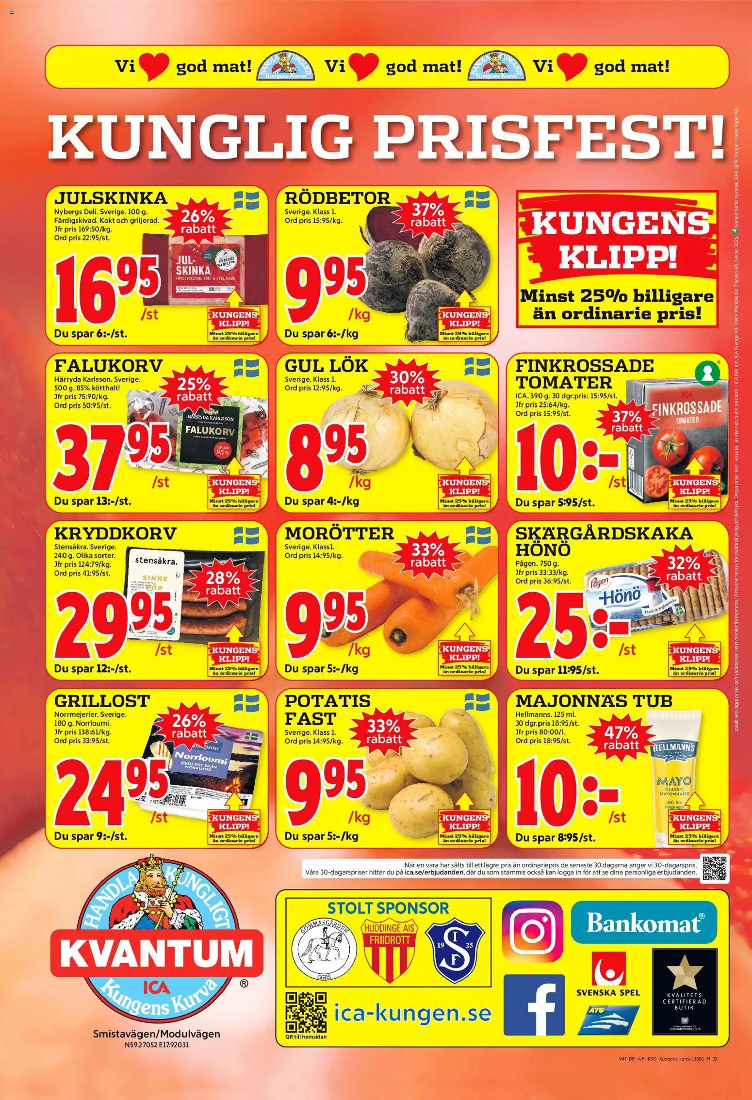 ICA Kvantum reklamblad aktuell från 17.11.2025 | Sida: 10 | Produkter: Grillost, Majonnäs, Skinka, Gul lök