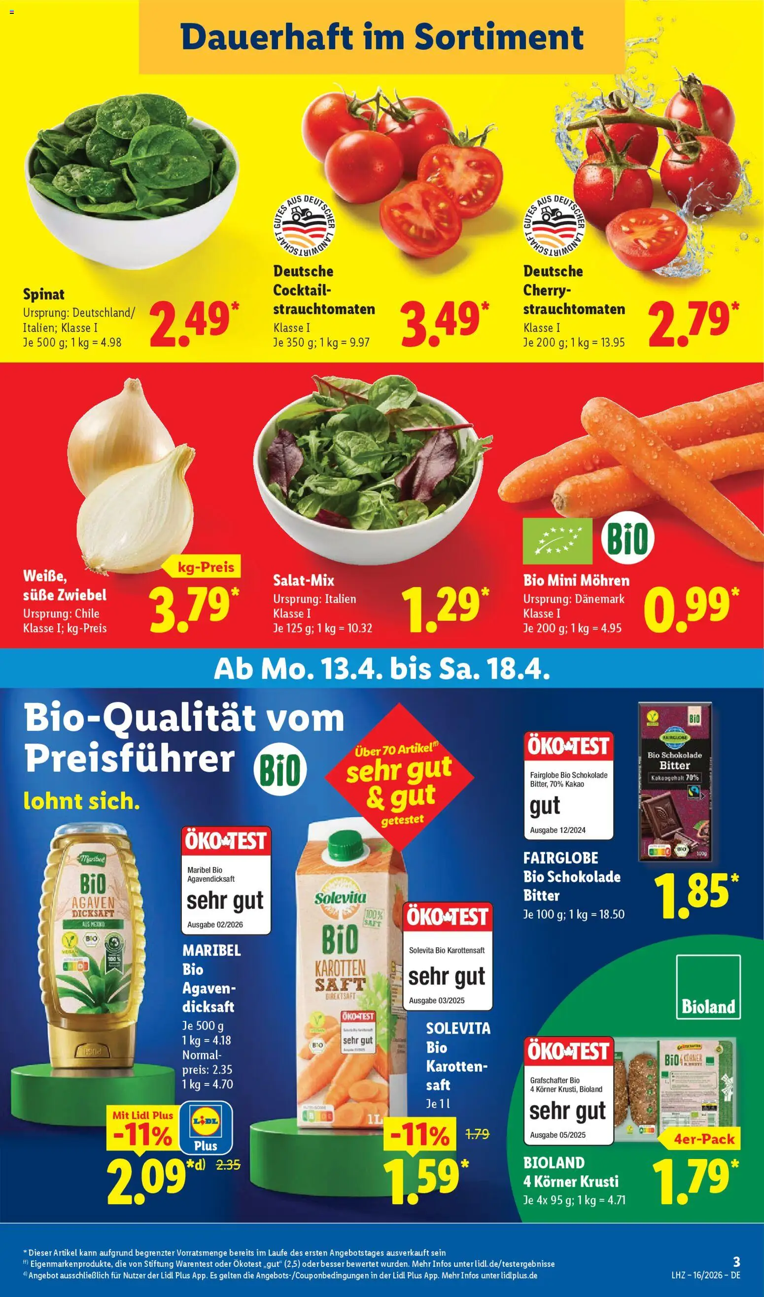 Lidl Prospekt – gültig ab 13.04.2026 | Seite: 9 | Produkte: Schokolade, Mohren, Saft