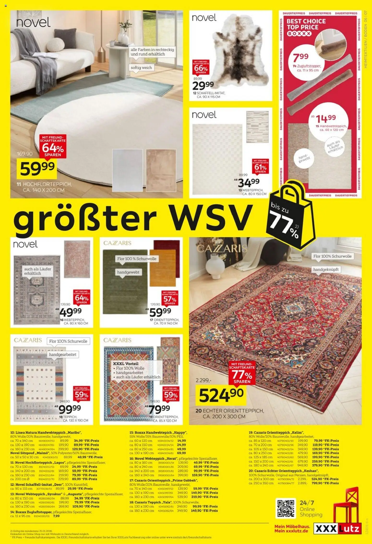 XXXL Lutz - Deutschlands größter WSV – gültig ab 04.01.2026 | Seite: 7 | Produkte: Top, Teppich, Orientteppich