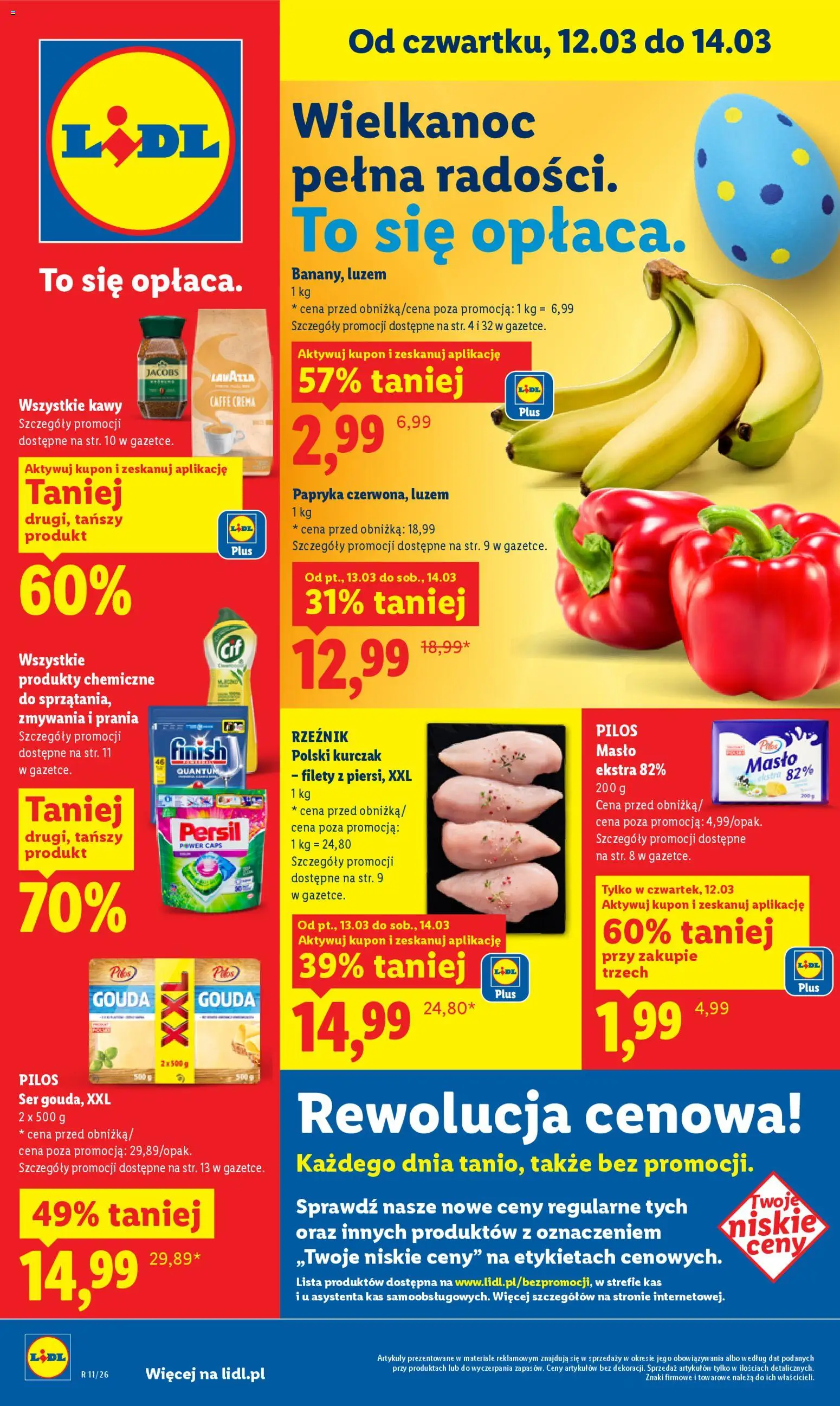 Lidl Polsko leták od 12.03.2026 | Strana: 1 | Produkty: Finish, Lavazza, Crema, Persil