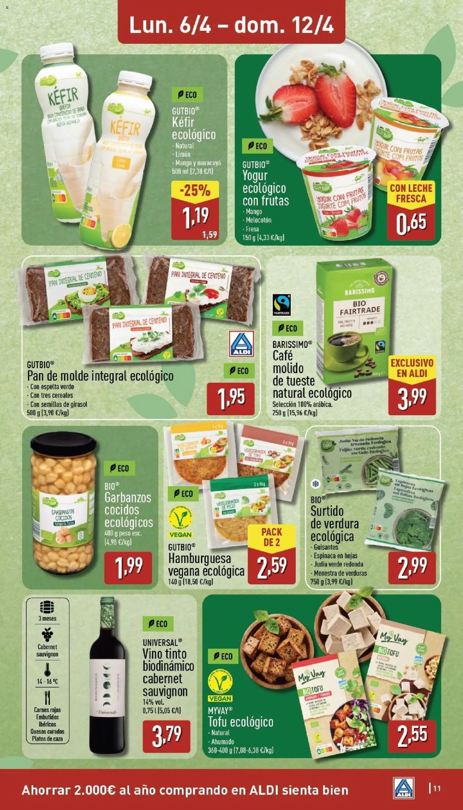 Aldi folleto Península │ válido desde el 06.04.2026 | Página: 11 | Productos: Café, Vino, Pan integral, Σοκολατούχο γάλα