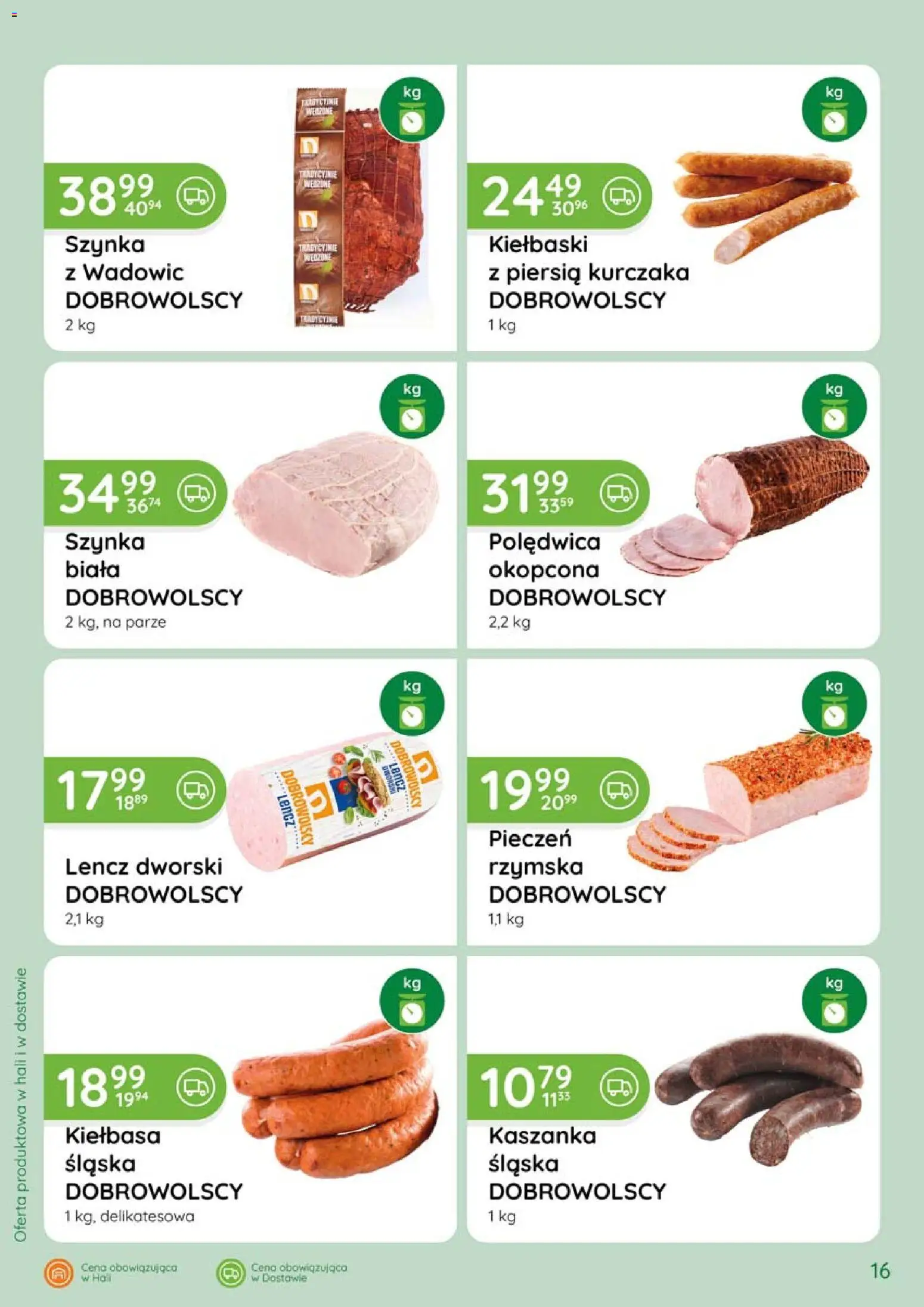 Eurocash gazetka - Katalog Wędlin od 02.04.2026 | Strona: 16 | Produkty: Kiełbasa, Kaszanka, Kiełbaski, Szynka