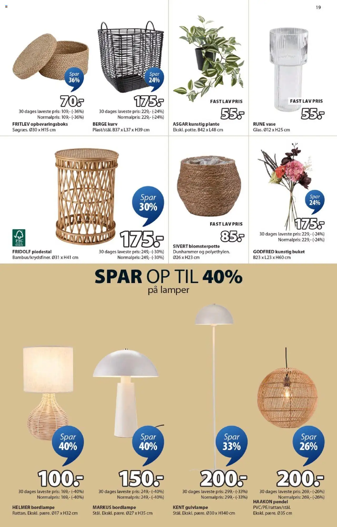 JYSK tilbudsavis – gyldig fra 10.10.2025 | Side: 19 | Produkter: Kurv, Vase