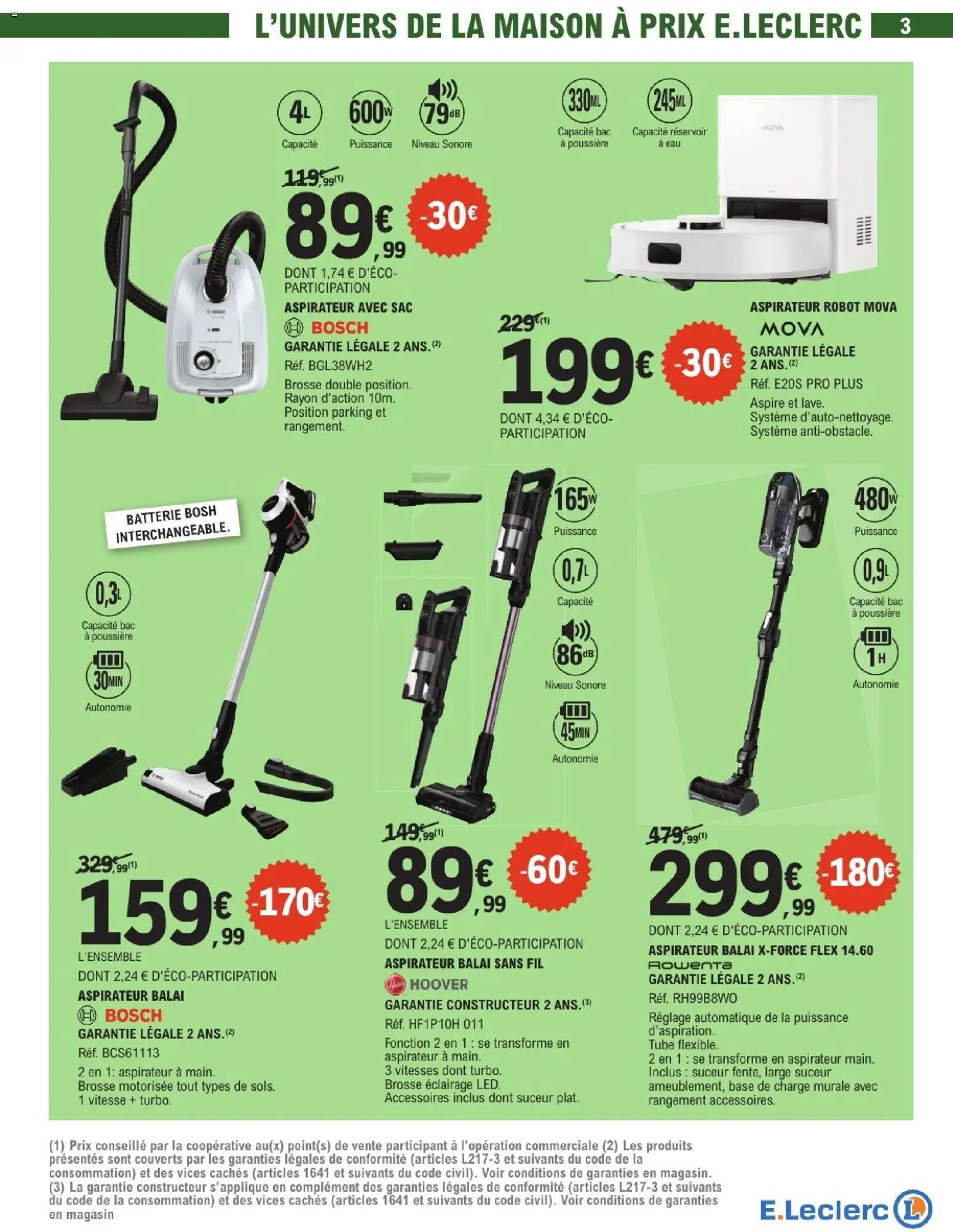 {H1} | Page: 3 | Produits: Base, Brosse, Batterie, Aspirateur robot