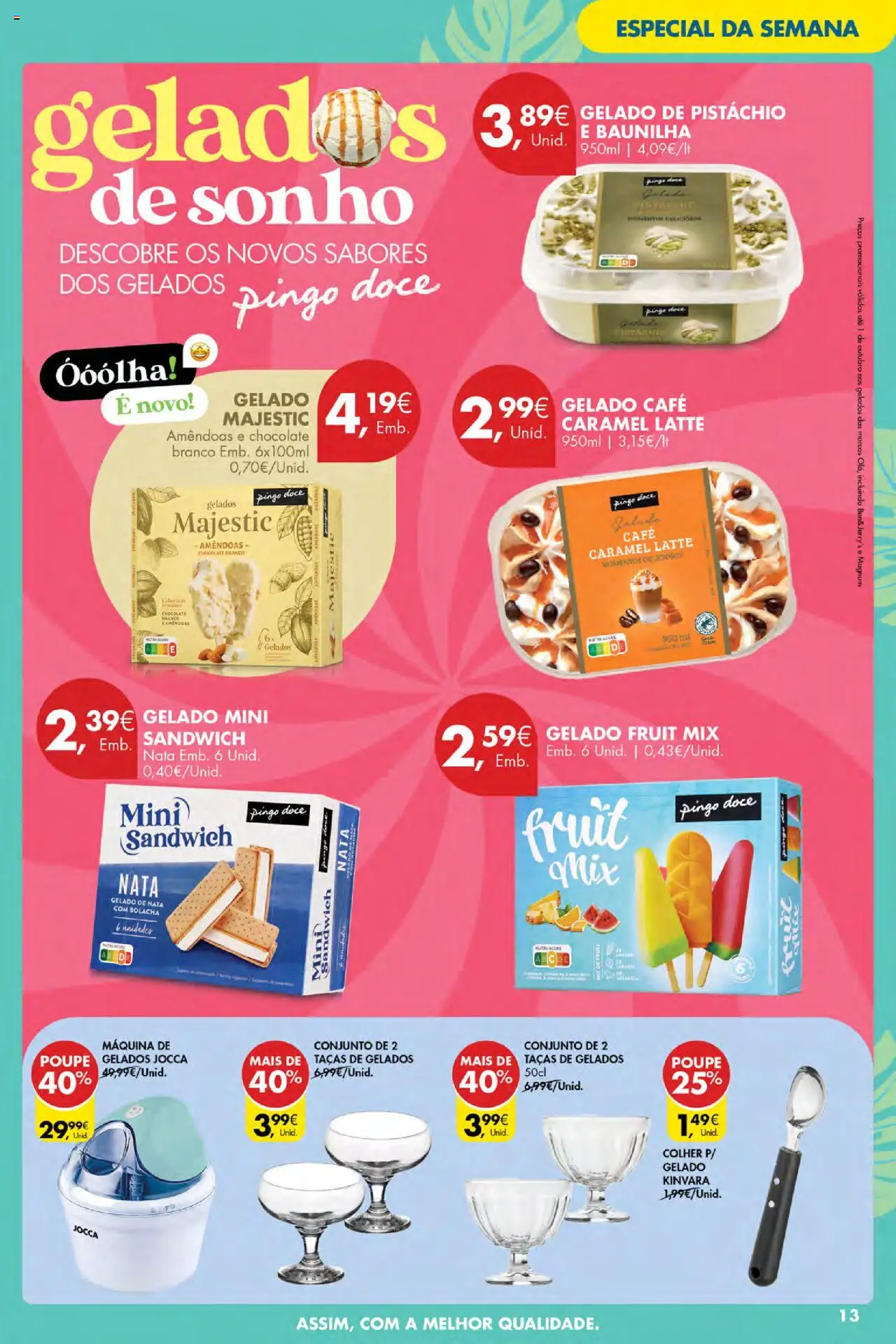 Pingo Doce Poupe Esta Semana Açores │ válido de 24.07.2025 | Página: 13 | Produtos: Taças, Gelado, Chocolate, Nata