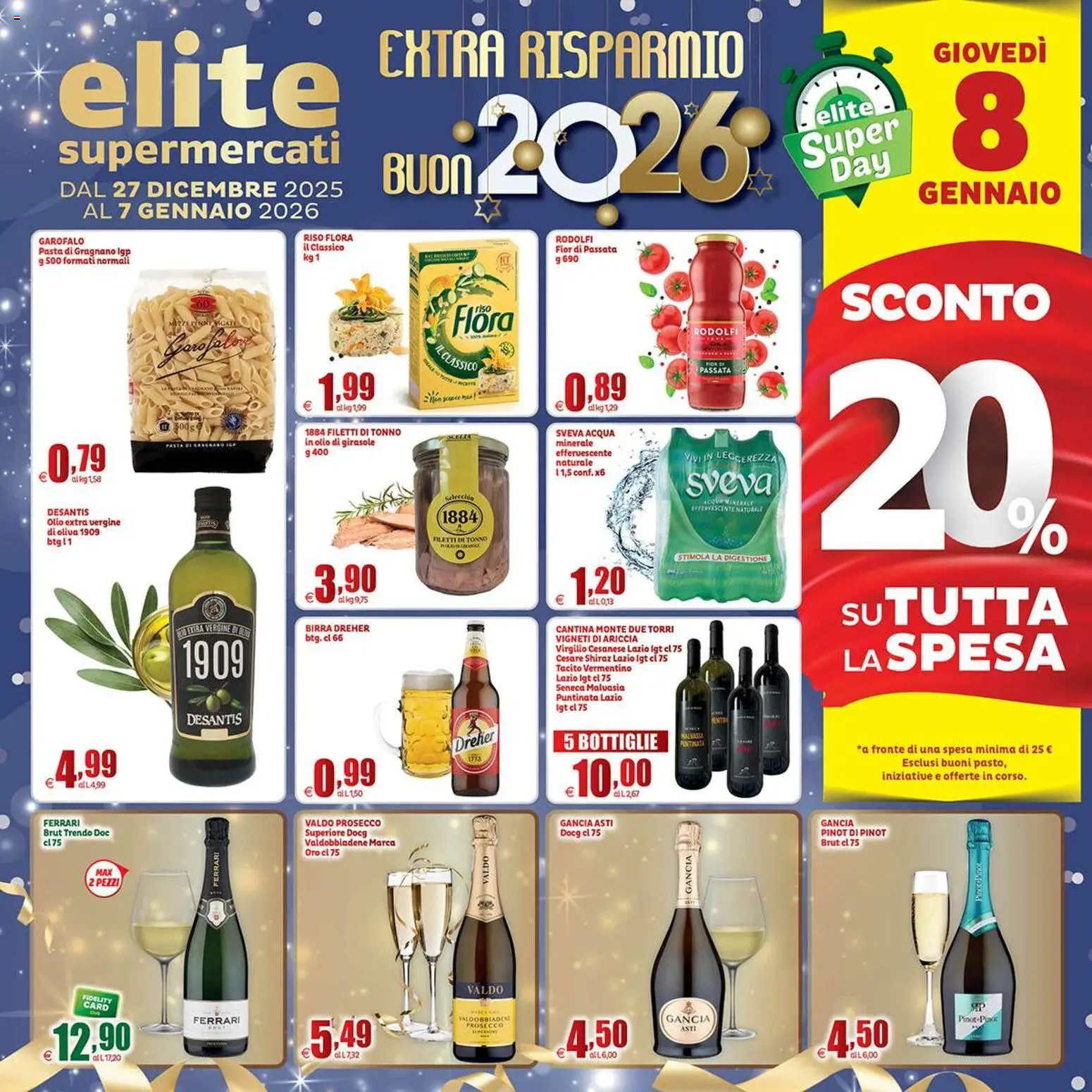 Volantino Elite Supermercati del 27.12.2025 | Pagina: 1 | Prodotti: Riso, Olio, Olio extra vergine, Olio di girasole