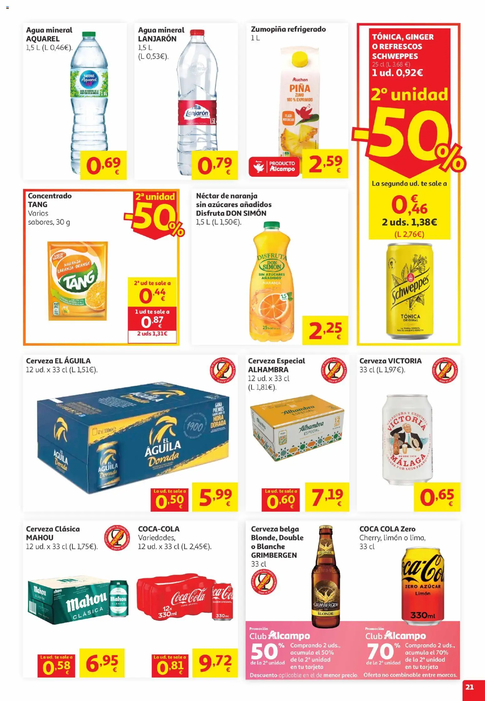 Alcampo Canarias │ válido desde el 05.05.2026 | Página: 21 | Productos: Cerveza, Piña, Néctar, Agua mineral