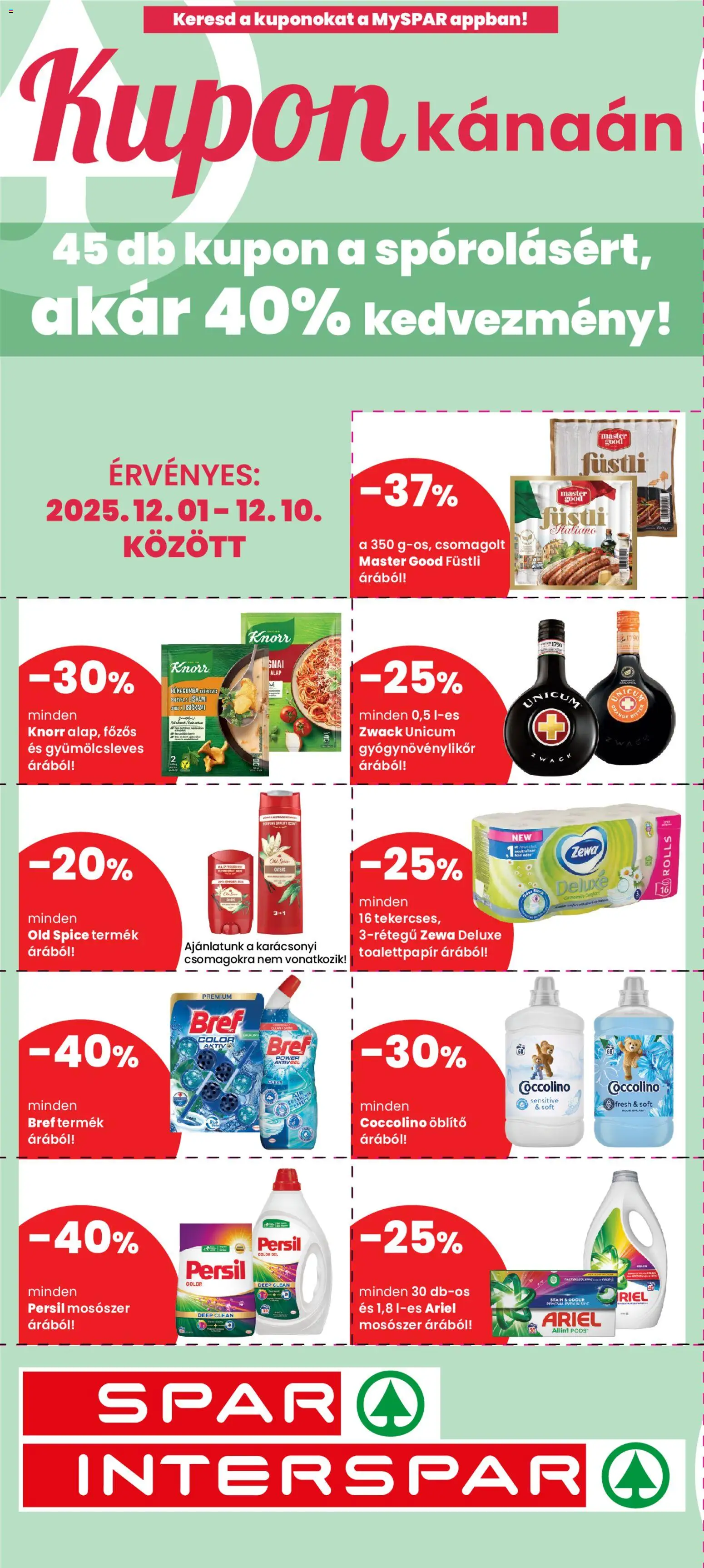 Interspar akciós ujság - amely érvényes a következő dátumtól: 01.12.2025 | Oldal: 1 | Termékek: Ariel, Coccolino, Old spice, Persil