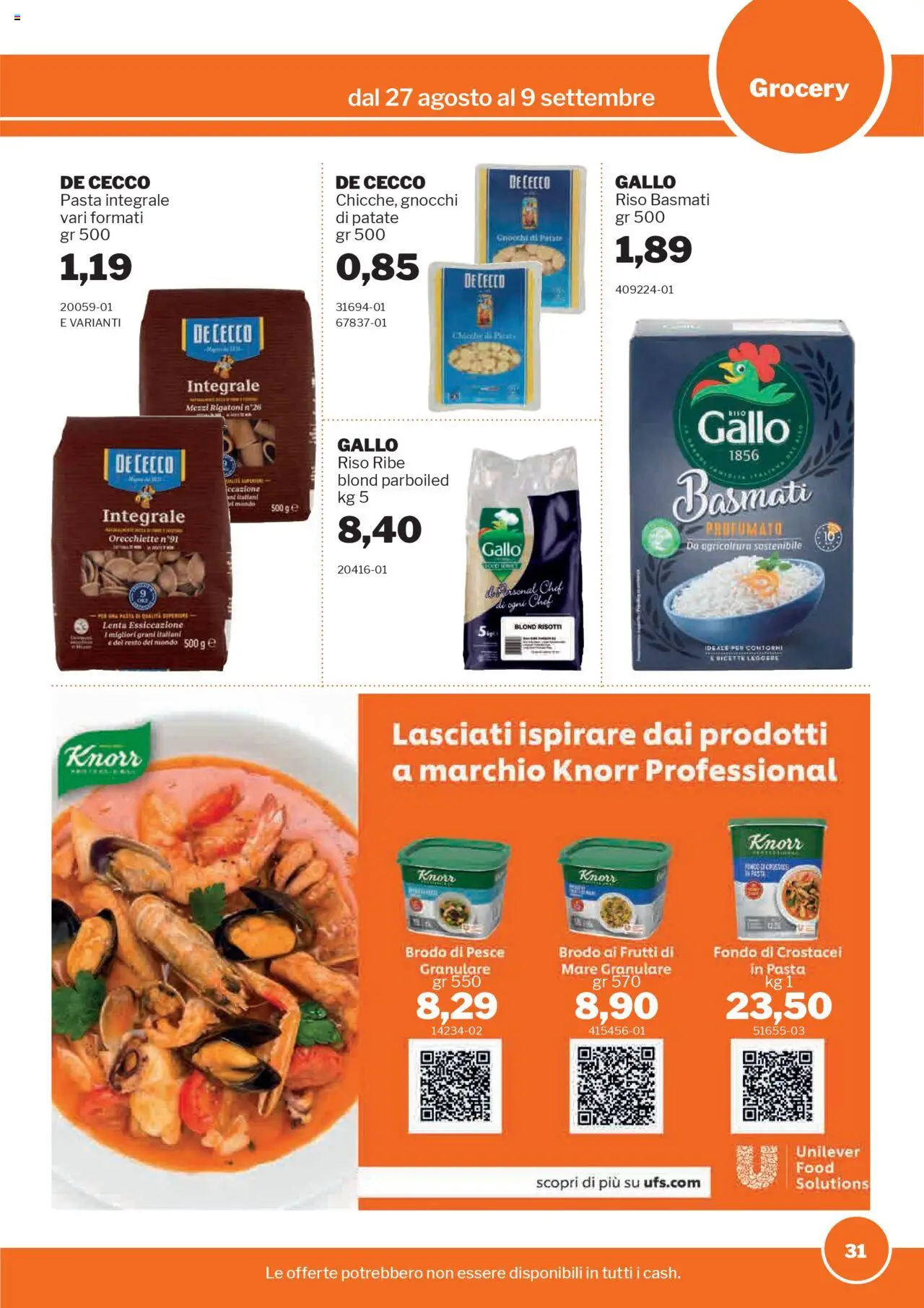 Volantino Sogegross del 27.08.2025 | Pagina: 31 | Prodotti: Riso, Pesce, Patate, Gnocchi