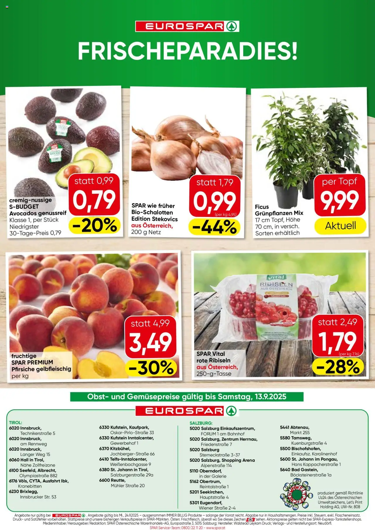 Eurospar Flugblatt - Tirol gültig ab 11.09.2025 | Seite: 16 | Produkte: Obst, Bad