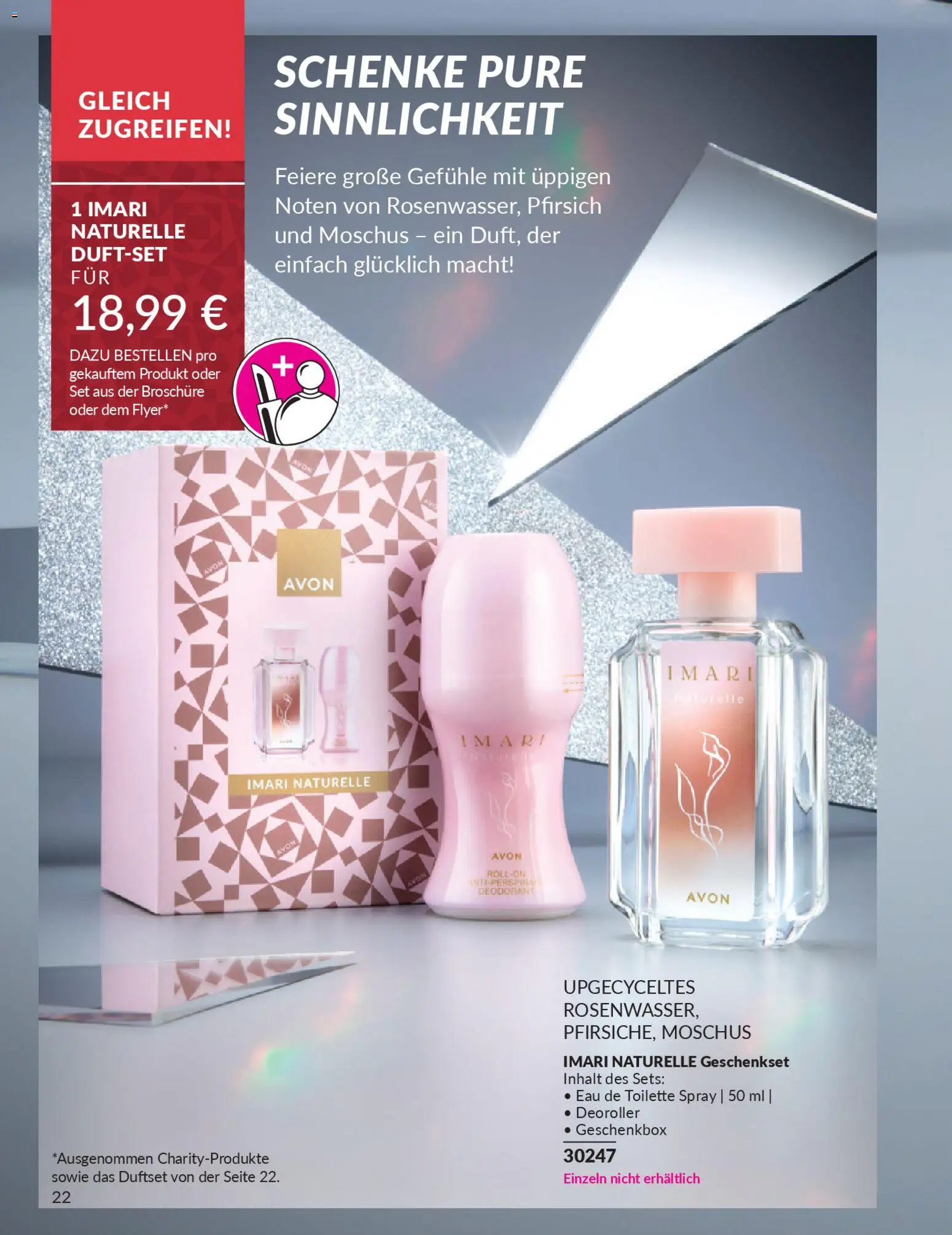 AVON Weihnachtsgeschenkideen – gültig ab 01.11.2025 | Seite: 22 | Produkte: Toilette, Eau de Toilette, Deodorant, Pfirsich