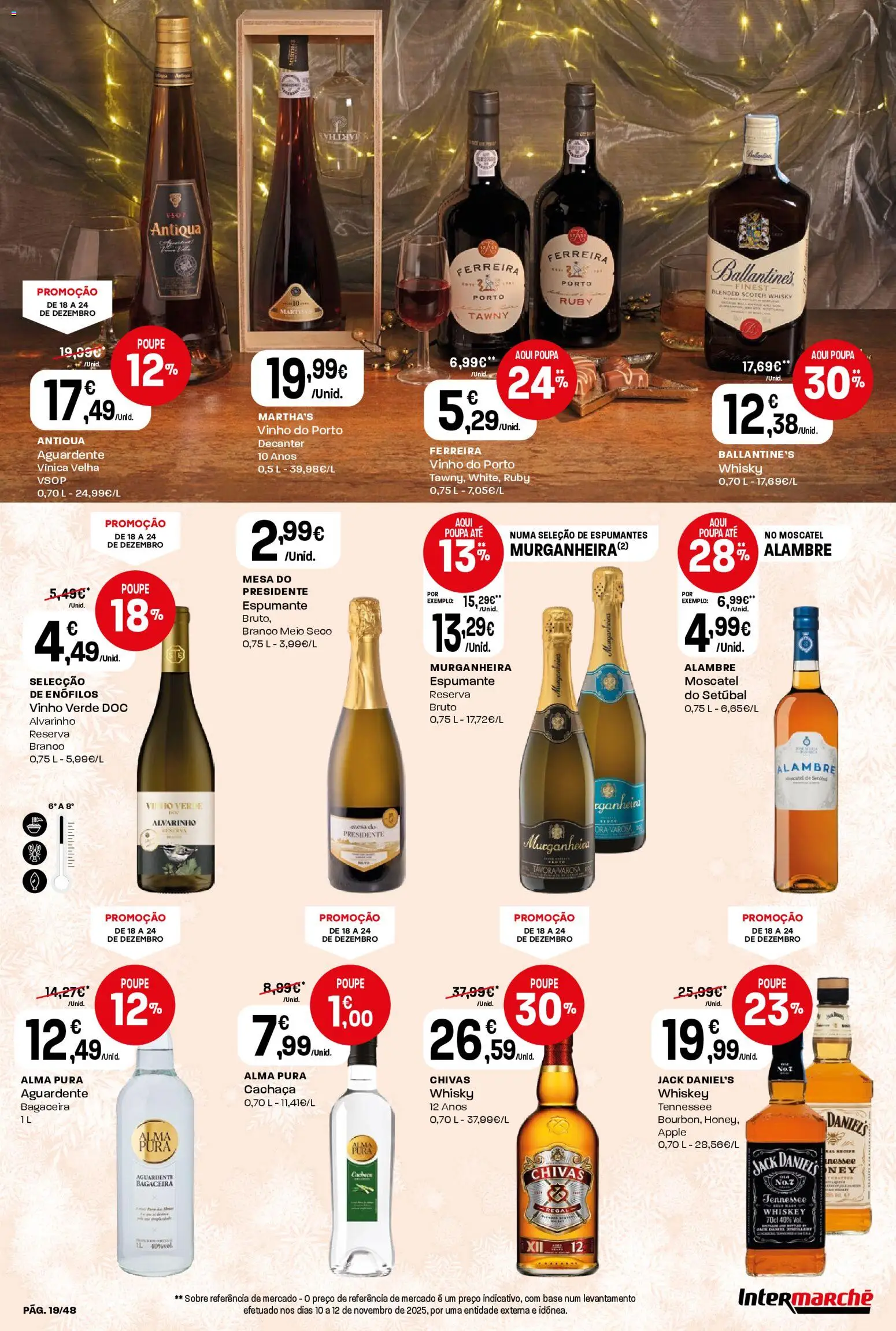 Intermarché folheto │ válido de 18.12.2025 | Página: 19 | Produtos: Espumante, Cachaça, Base, Mesa