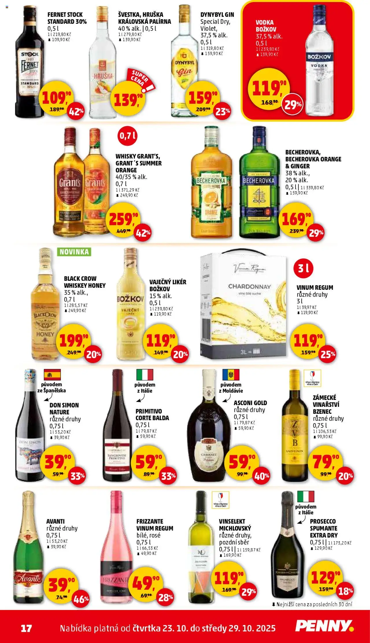 Penny Market leták - Čtvrtečník od 23.10.2025 | Strana: 17 | Produkty: Whiskey, Prosecco, Frizzante, Vaječný Likér