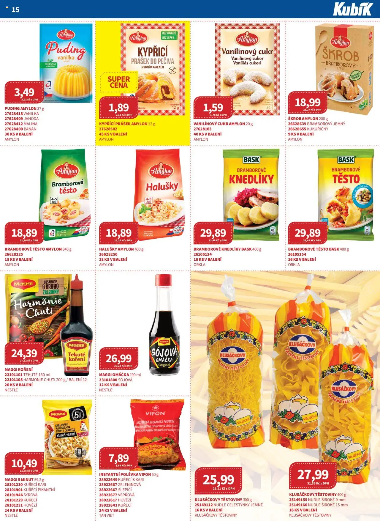 Kubík leták - Velkoobchod 09/2025 od 01.09.2025 | Strana: 15 | Produkty: Hovězí, Maggi, Těstoviny, Puding