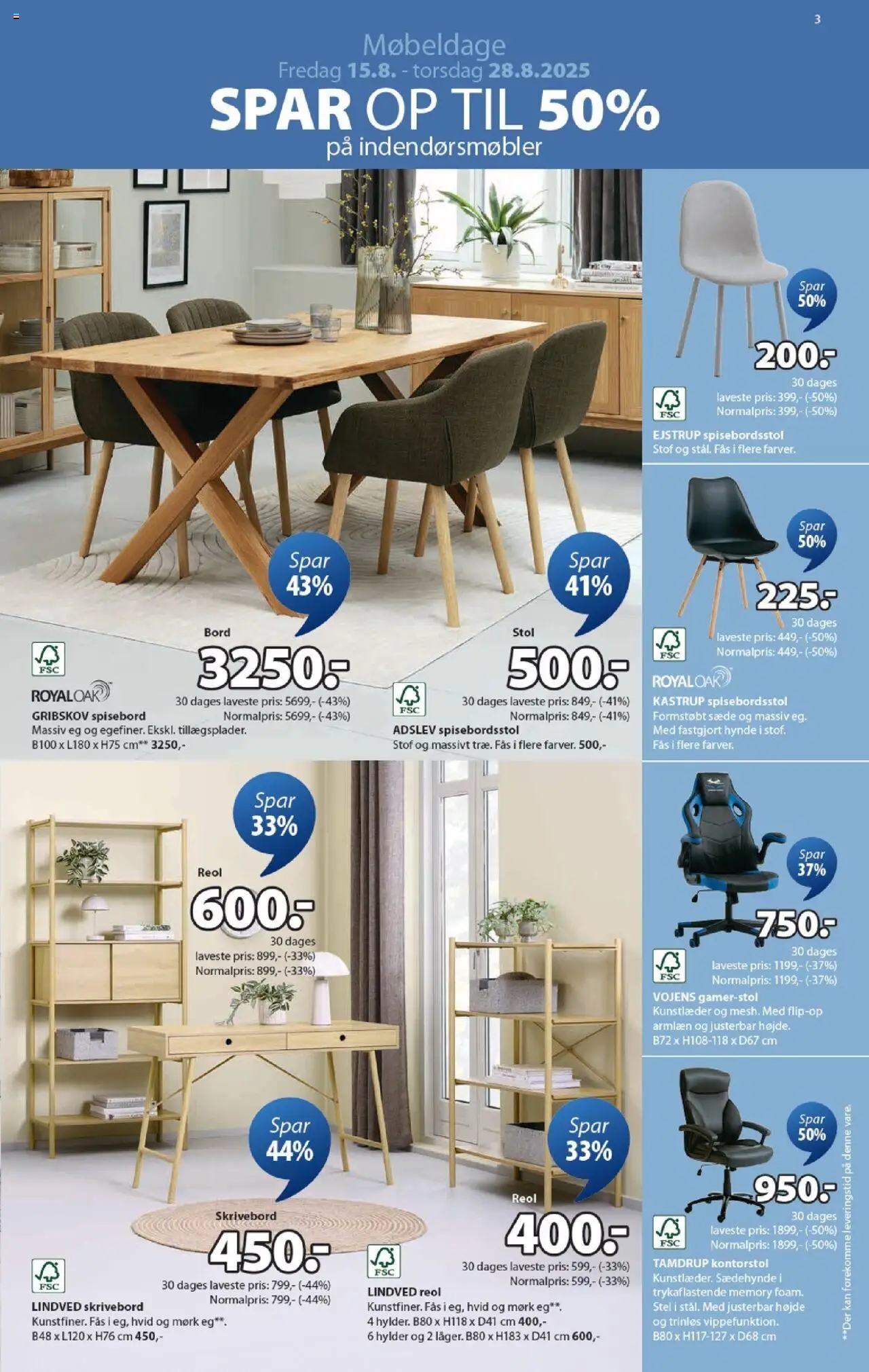 JYSK Tilbudsavis gyldig fra 15.08.2025 | Side: 3 | Produkter: Bord, Stol, Kontorstol, Stof