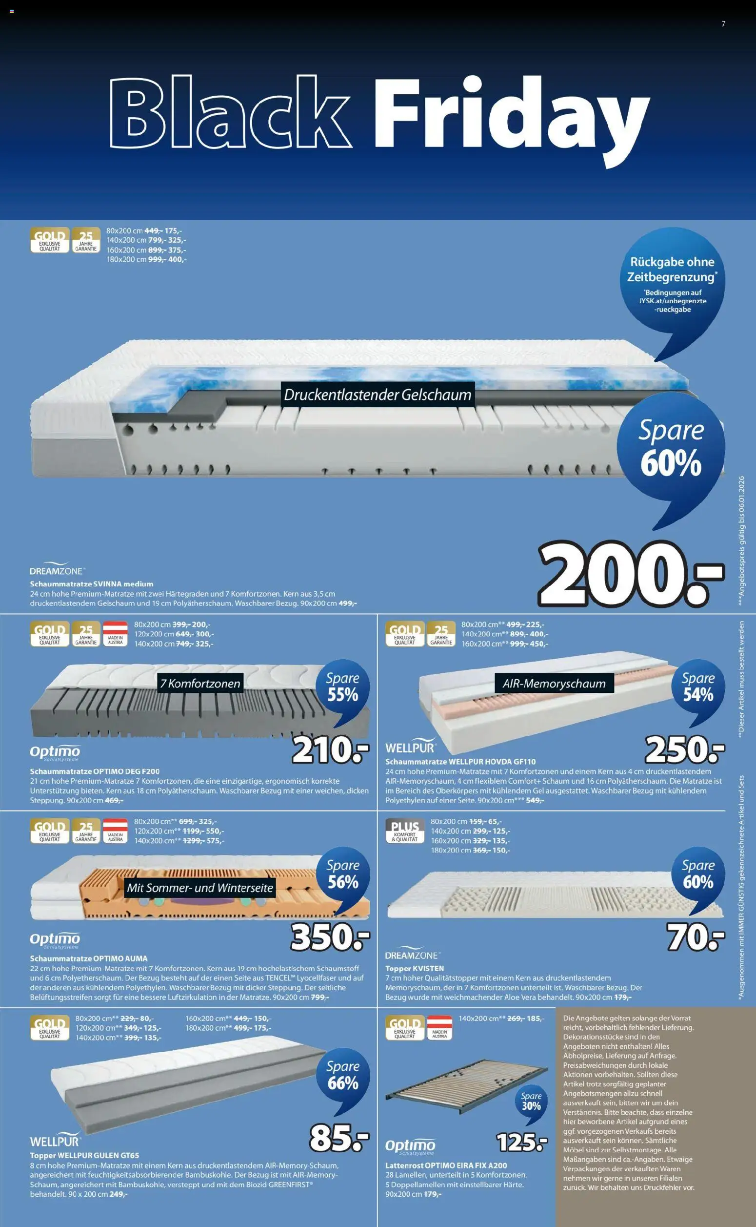 JYSK - Black Friday gültig ab 24.11.2025 | Seite: 7 | Produkte: Matratze, Lattenrost