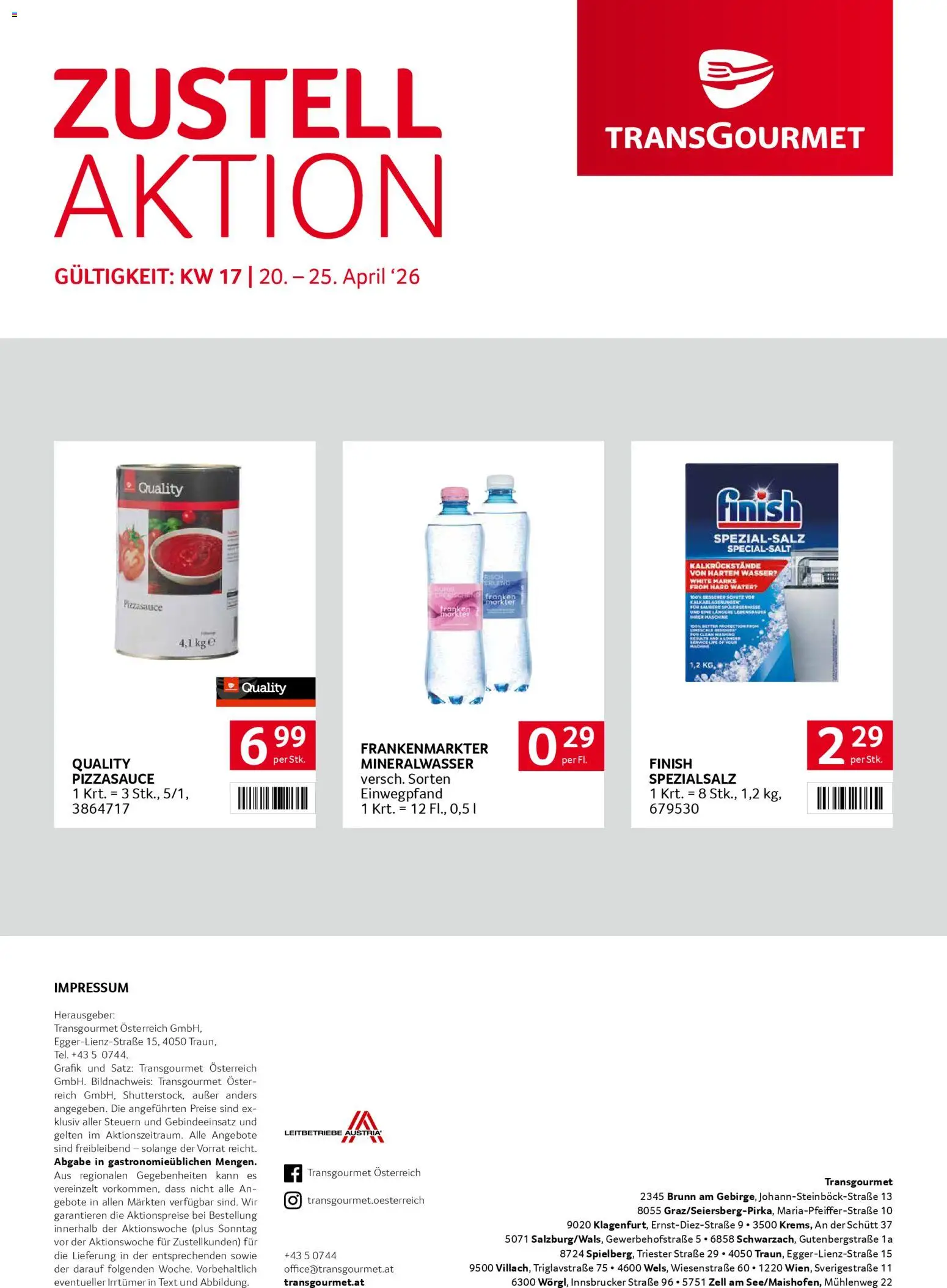 Transgourmet Zustellaktion gültig ab 20.04.2026 | Seite: 32 | Produkte: Wasser