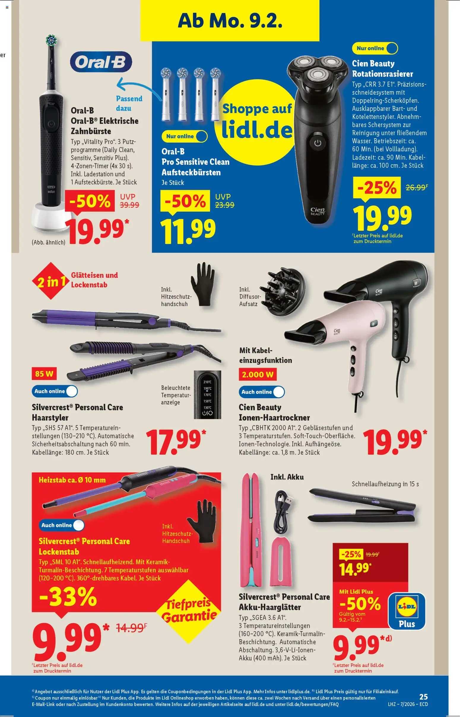 Lidl - Prospekt – gültig ab 09.02.2026 | Seite: 15 | Produkte: Kabel, Lockenstab, Zahnbürste, Glätteisen